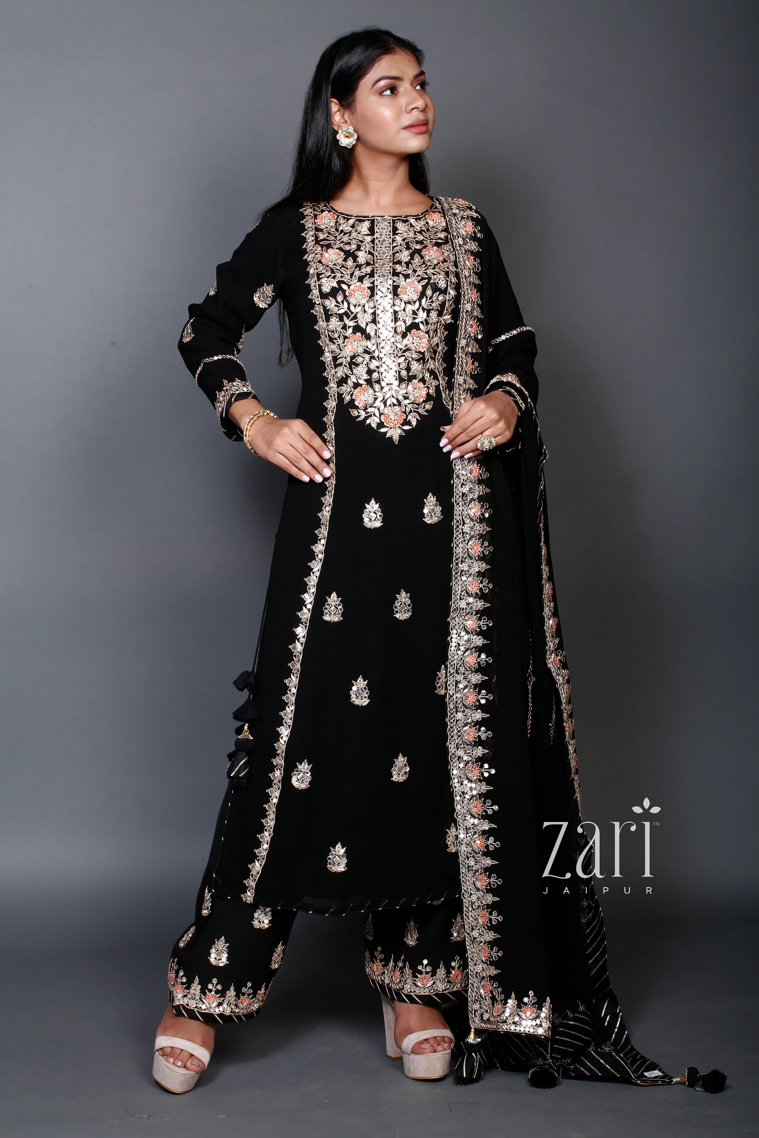 Exquisite Georgette Suit adorned with Gota Patti ,Thread, and Zardozi Embellishments. - Image 5