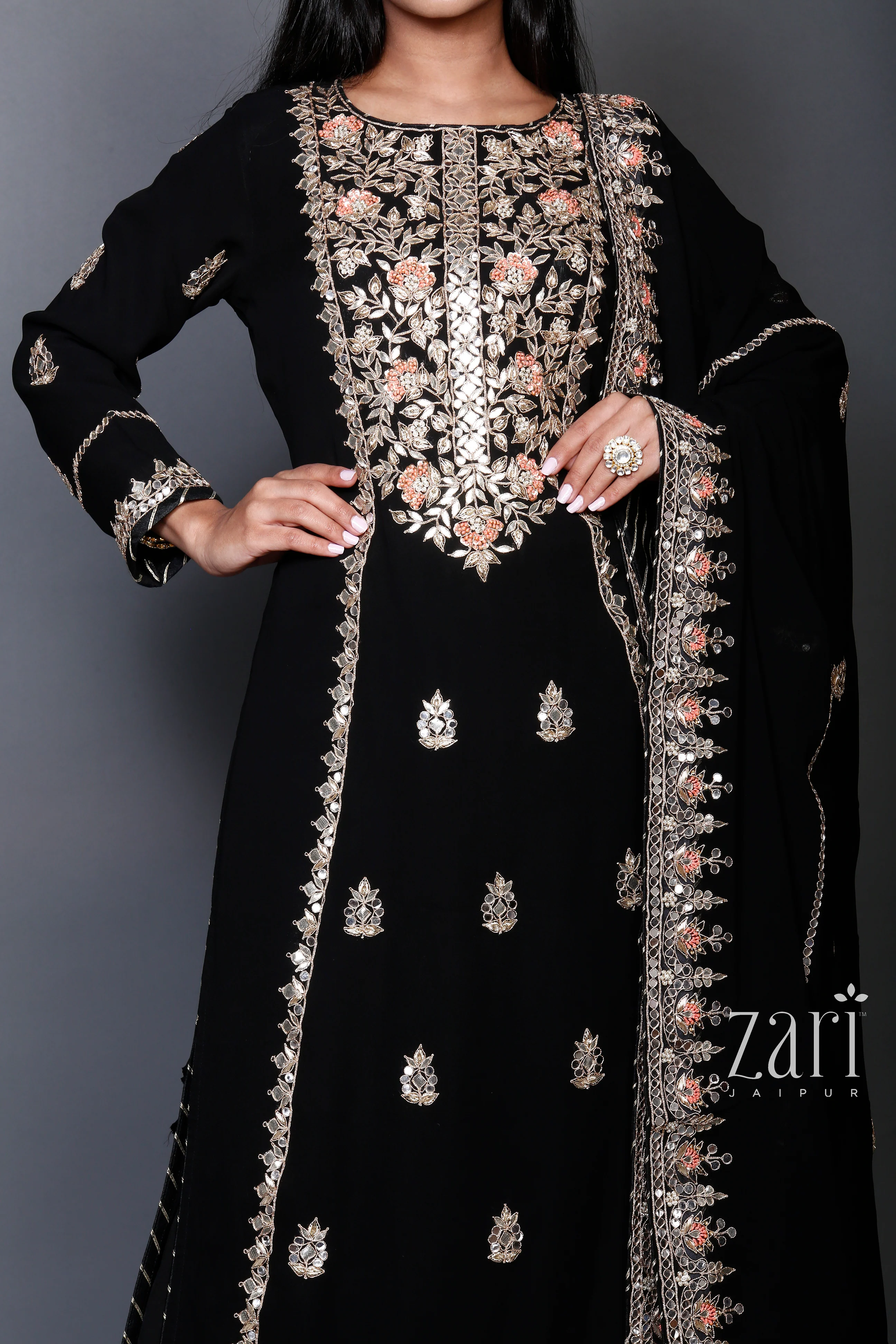 Exquisite Georgette Suit adorned with Gota Patti ,Thread, and Zardozi Embellishments. - Image 7