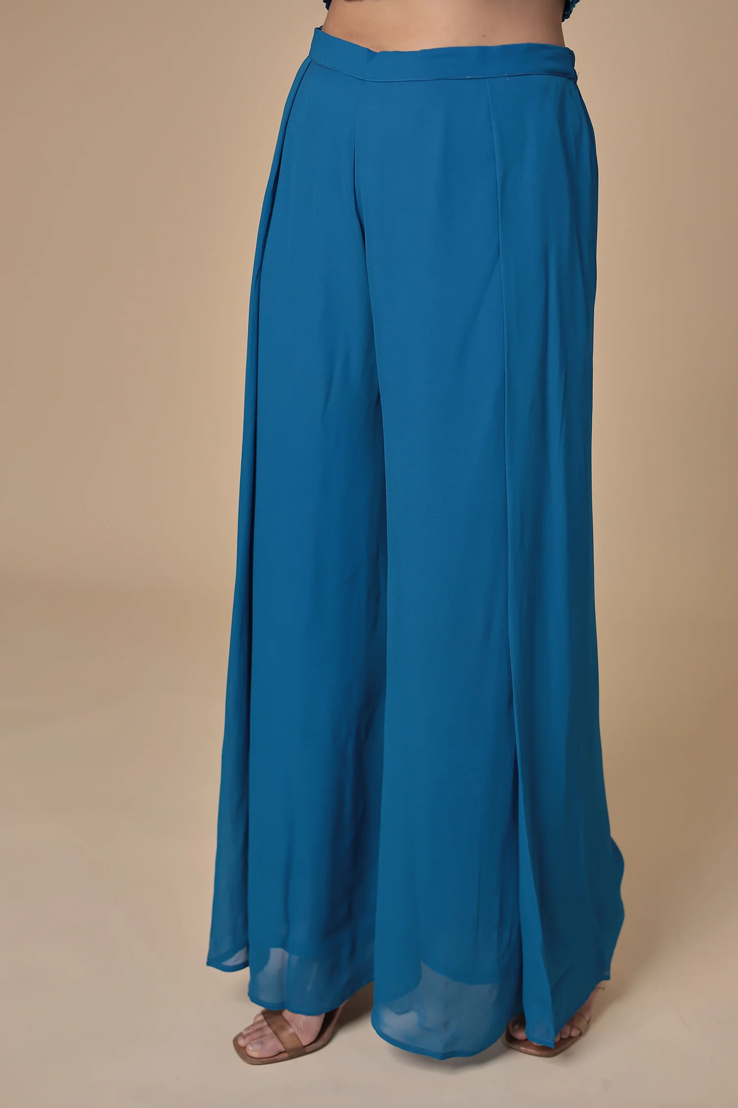 Mothra Georgette Palazzo Suit with Embroidered Cape Jacket - Image 6