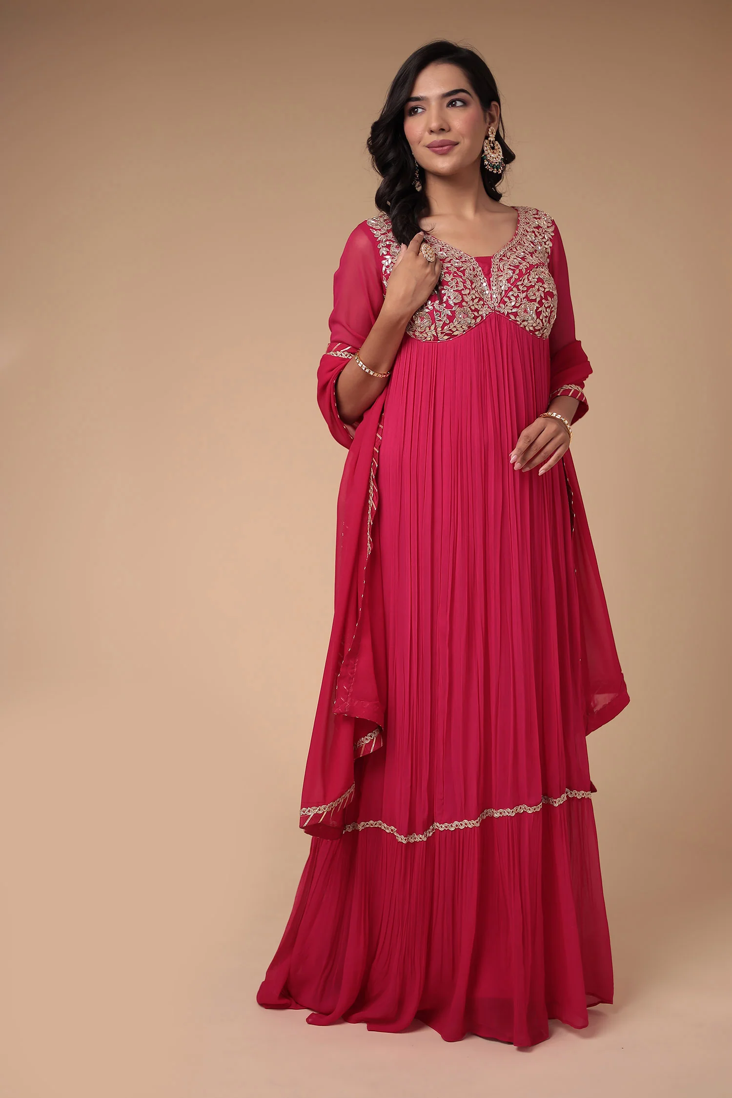 Anarkali Georgette Suit Embellished with Gota Patti and Zardozi work - Image 3