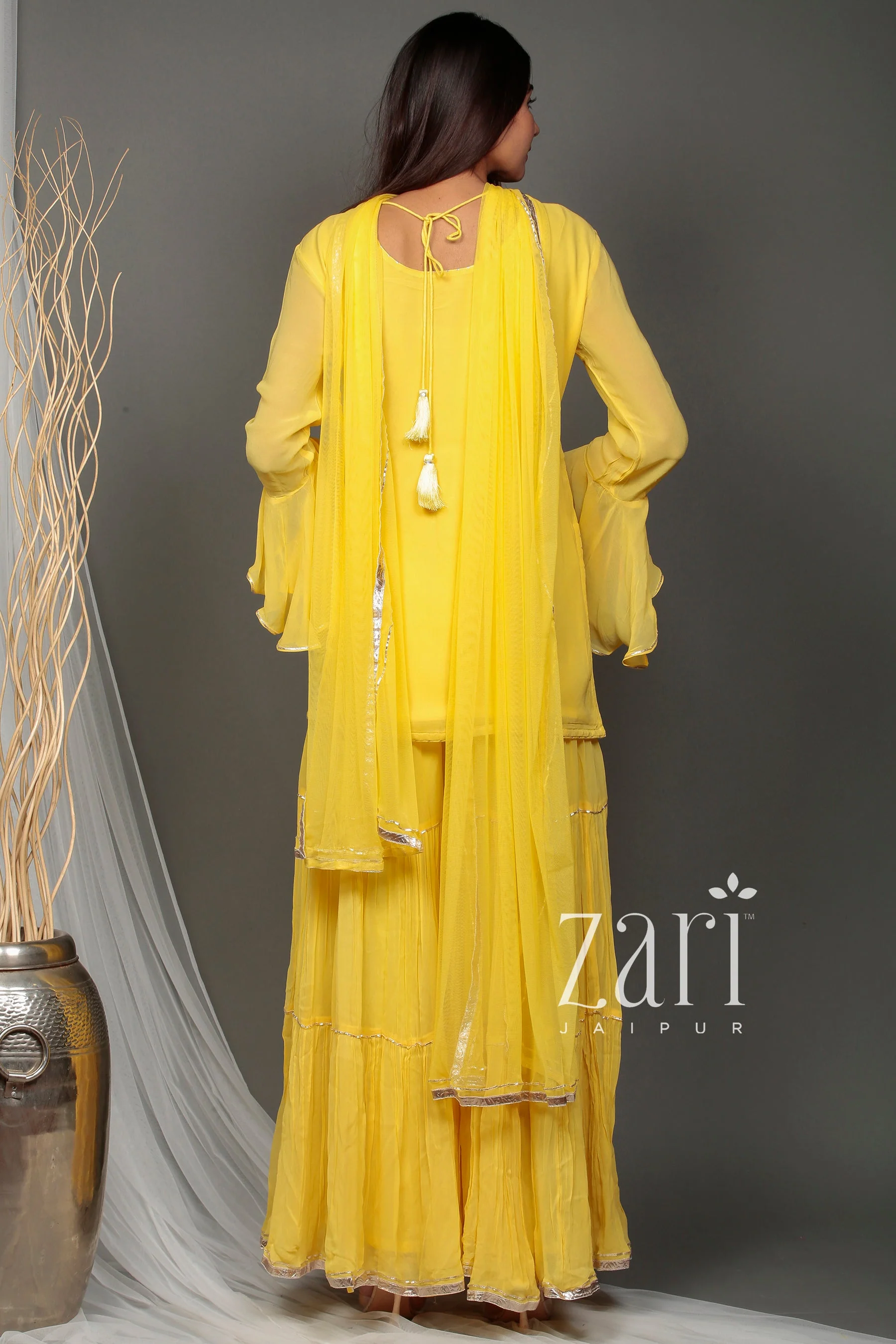 Georgette Straight Sharara Suit with Pittan work. - Image 8