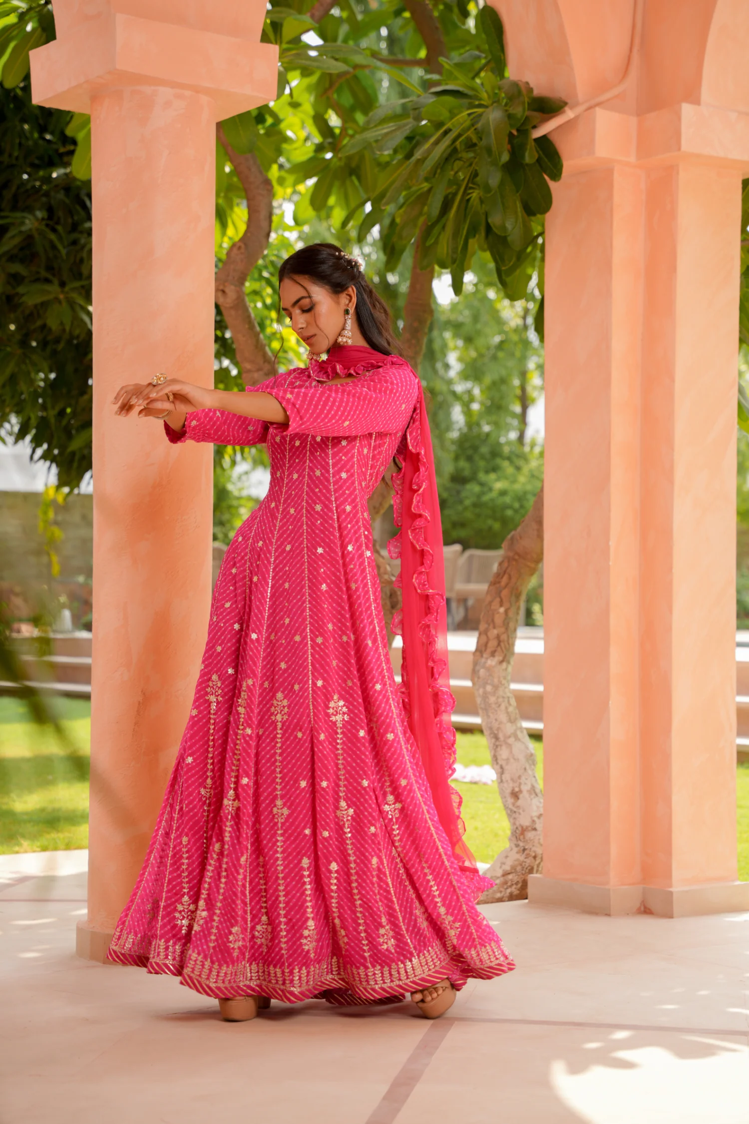 Mothra Anarkali Georgette Suit with Gota and Pittan work - Image 3