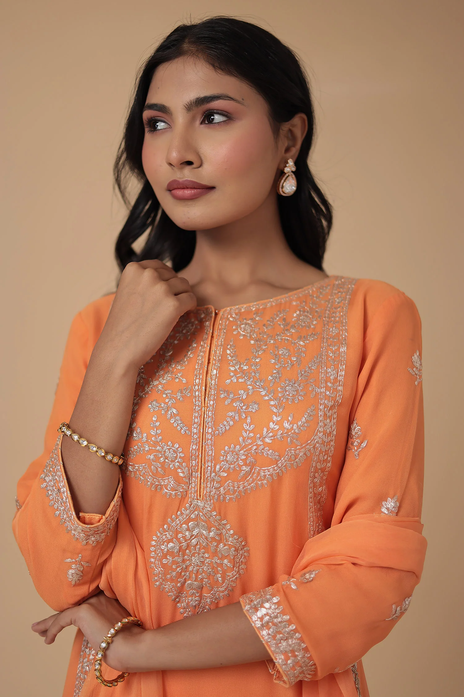 Georgette Suit Embroidered with Pittan work - Image 2