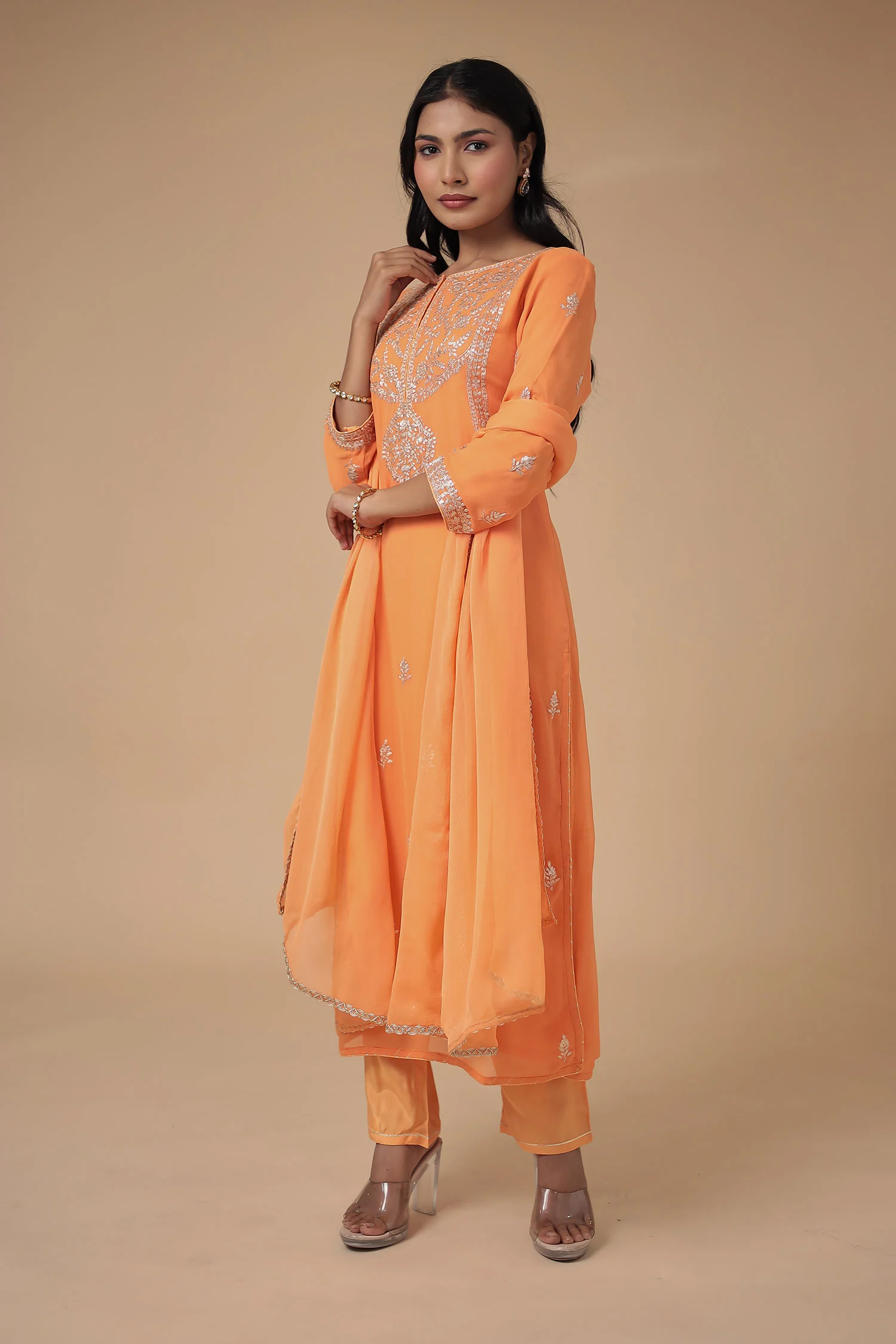 Georgette Suit Embroidered with Pittan work - Image 5