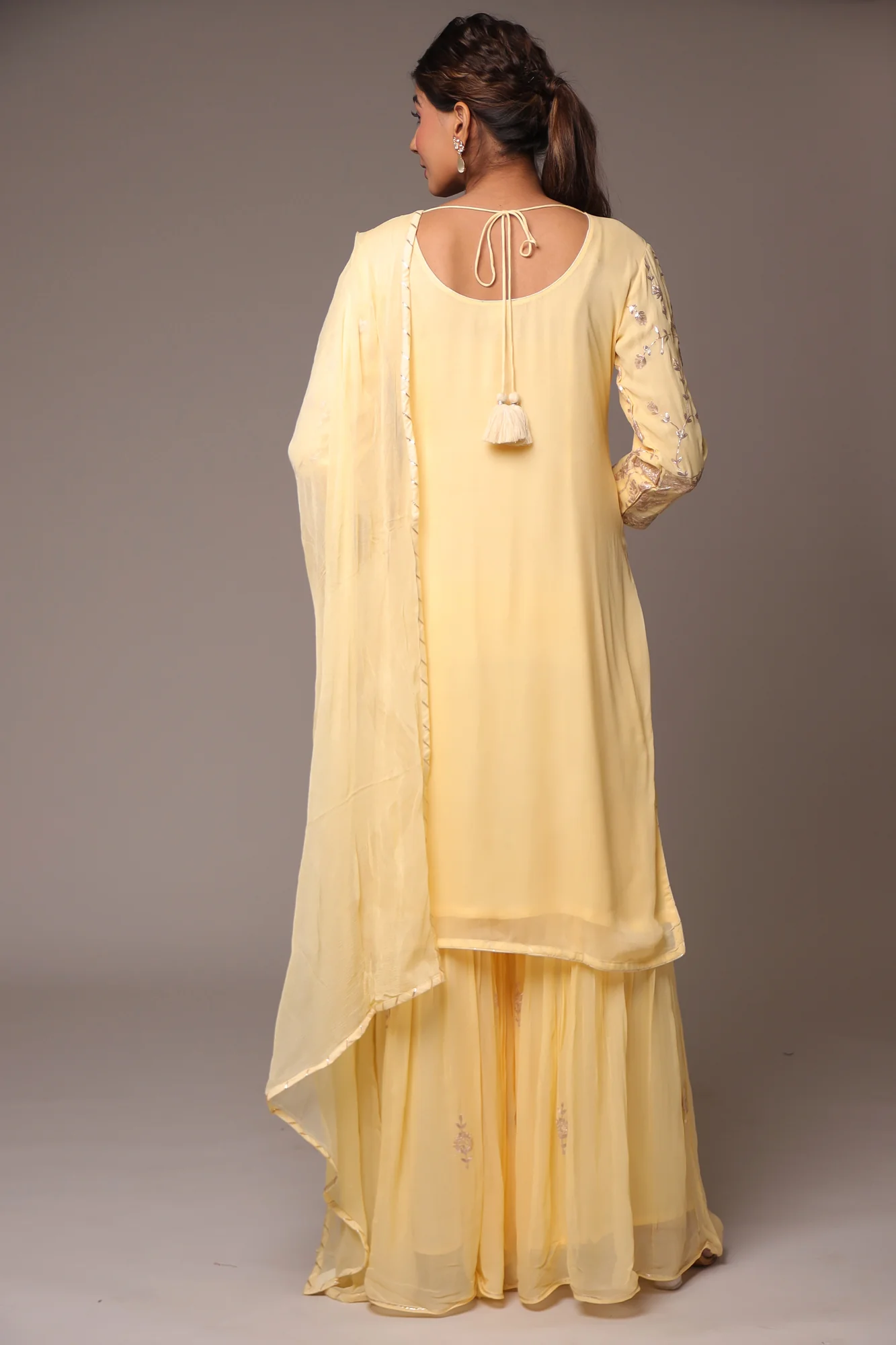 Georgette Straight Cut Sharara Suit with Pittan work. - Image 23