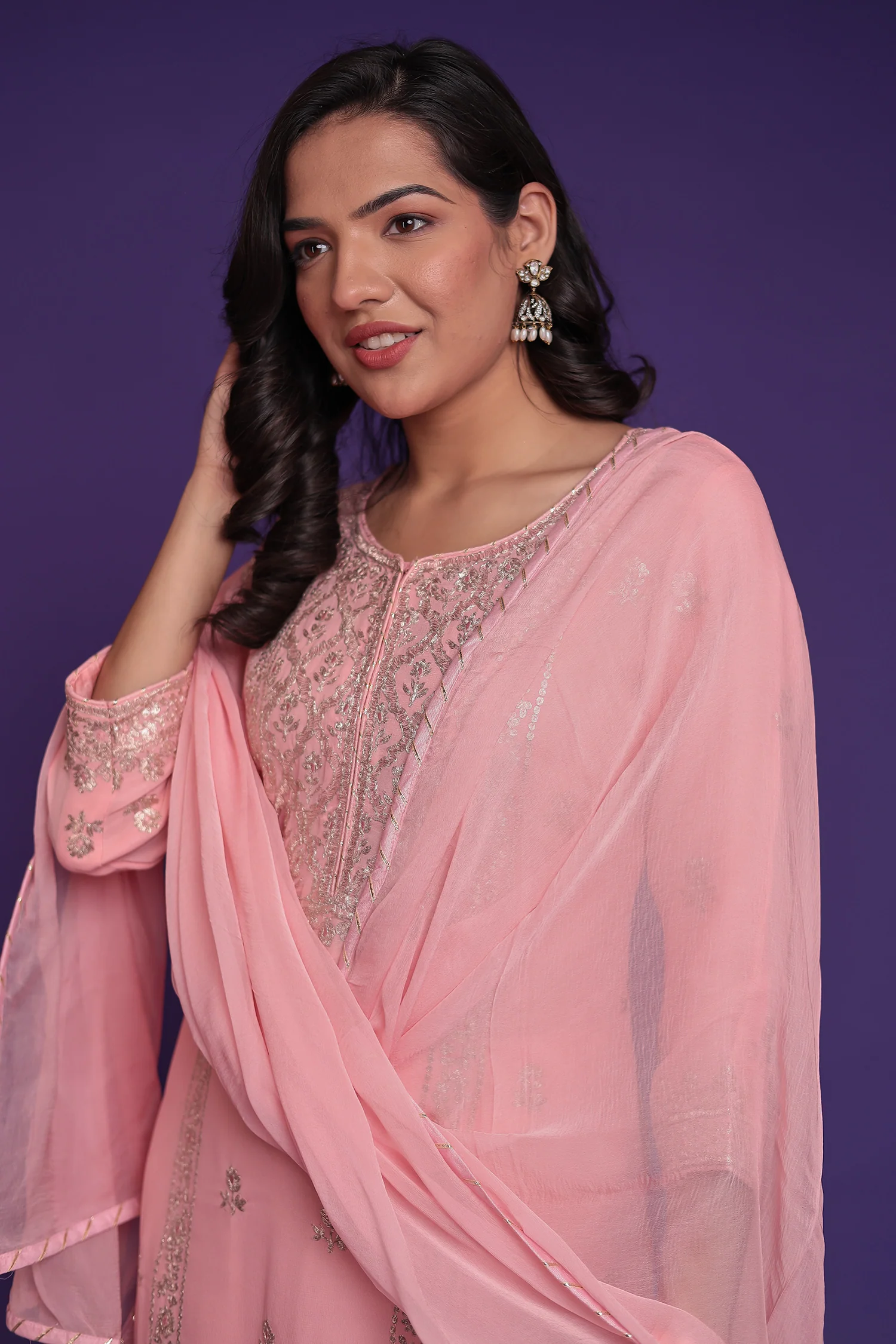 Georgette Suit Embroidered with Pittan work - Image 16