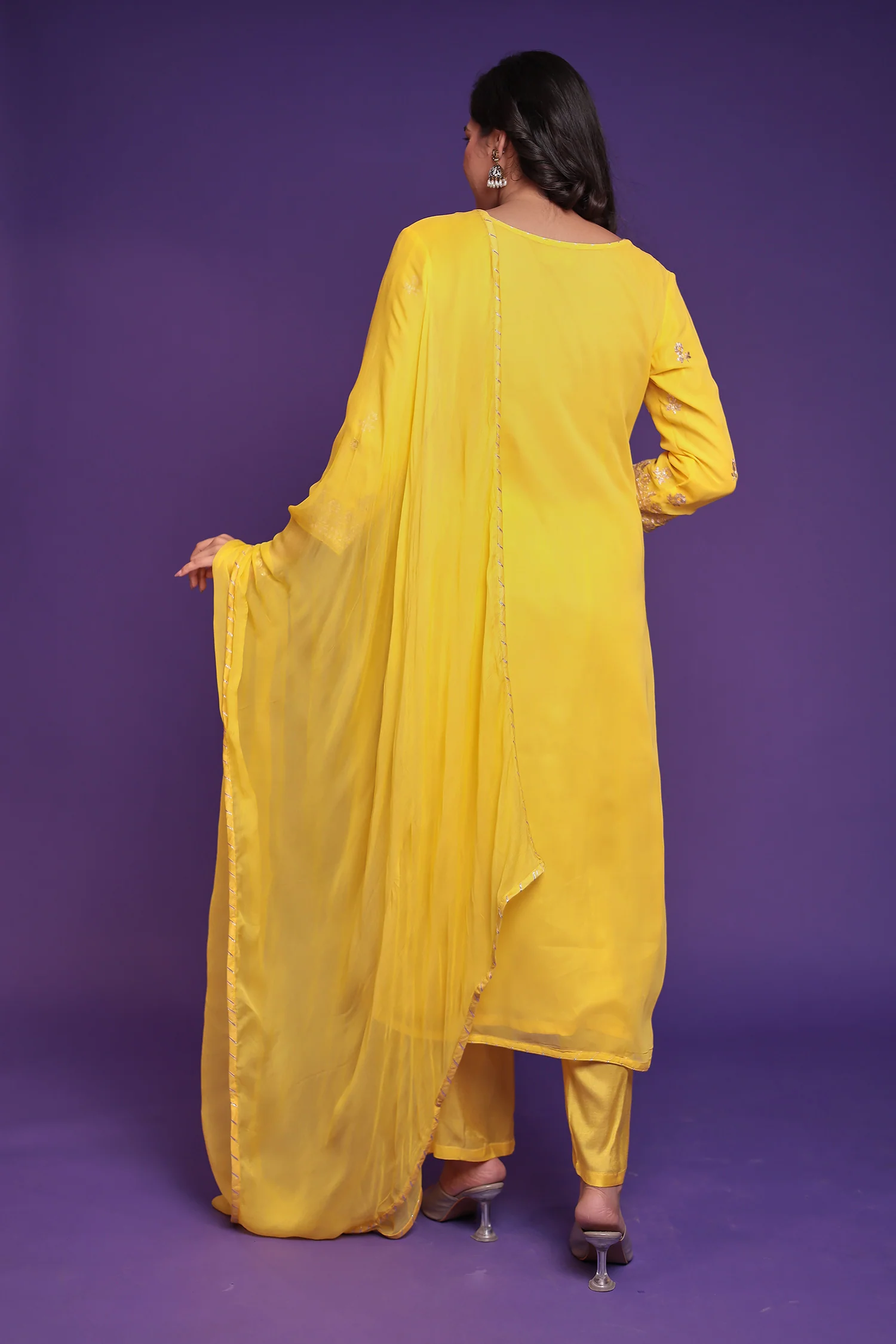 Georgette Suit Embroidered with Pittan work - Image 8