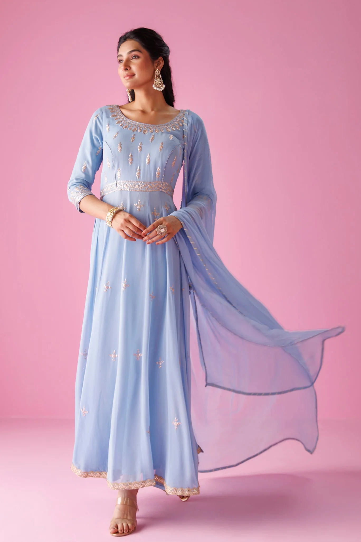 Anarkali Georgette Suit with Pittan work - Image 2