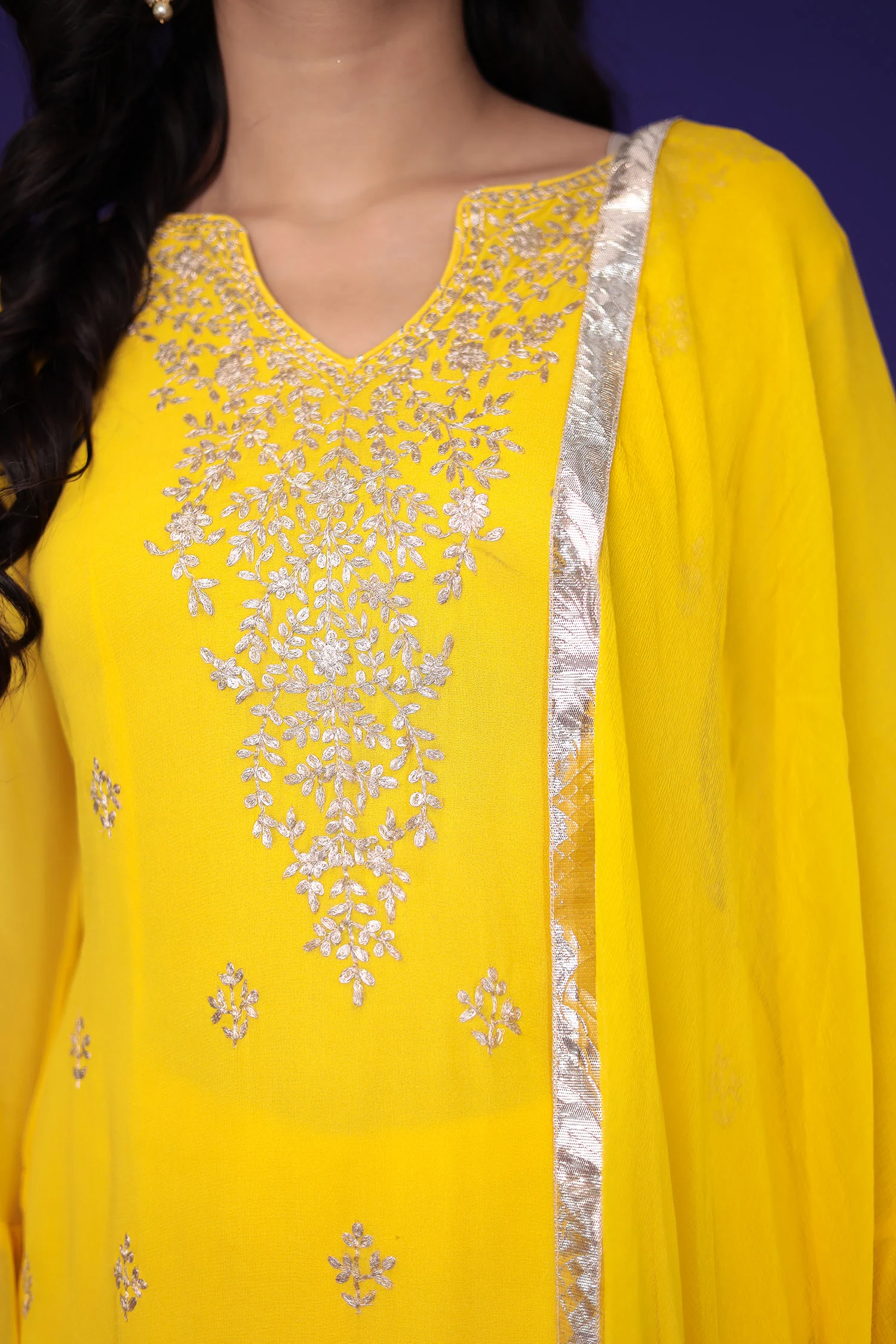Georgette Sharara Suit with Pittan work - Image 4