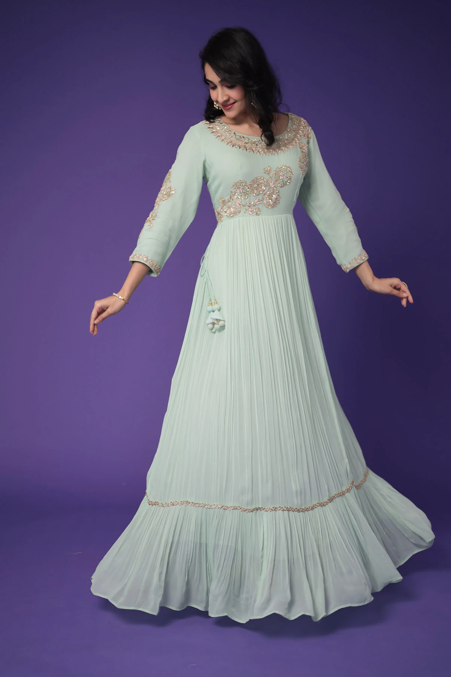 Georgette Anarkali Suit Embroidered with Zardozi work - Image 6