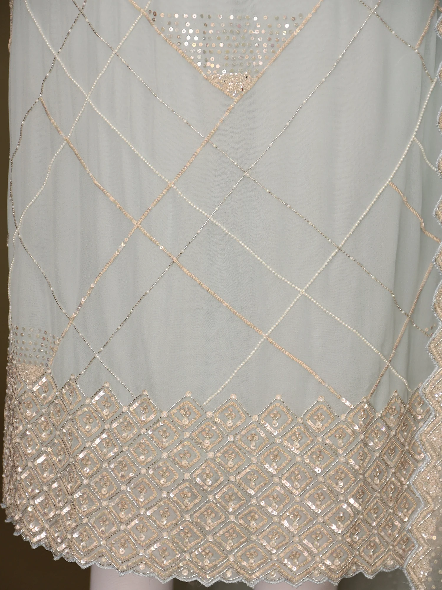 Georgette Unstitched Suit with Pearl and Sequins work. - Image 3