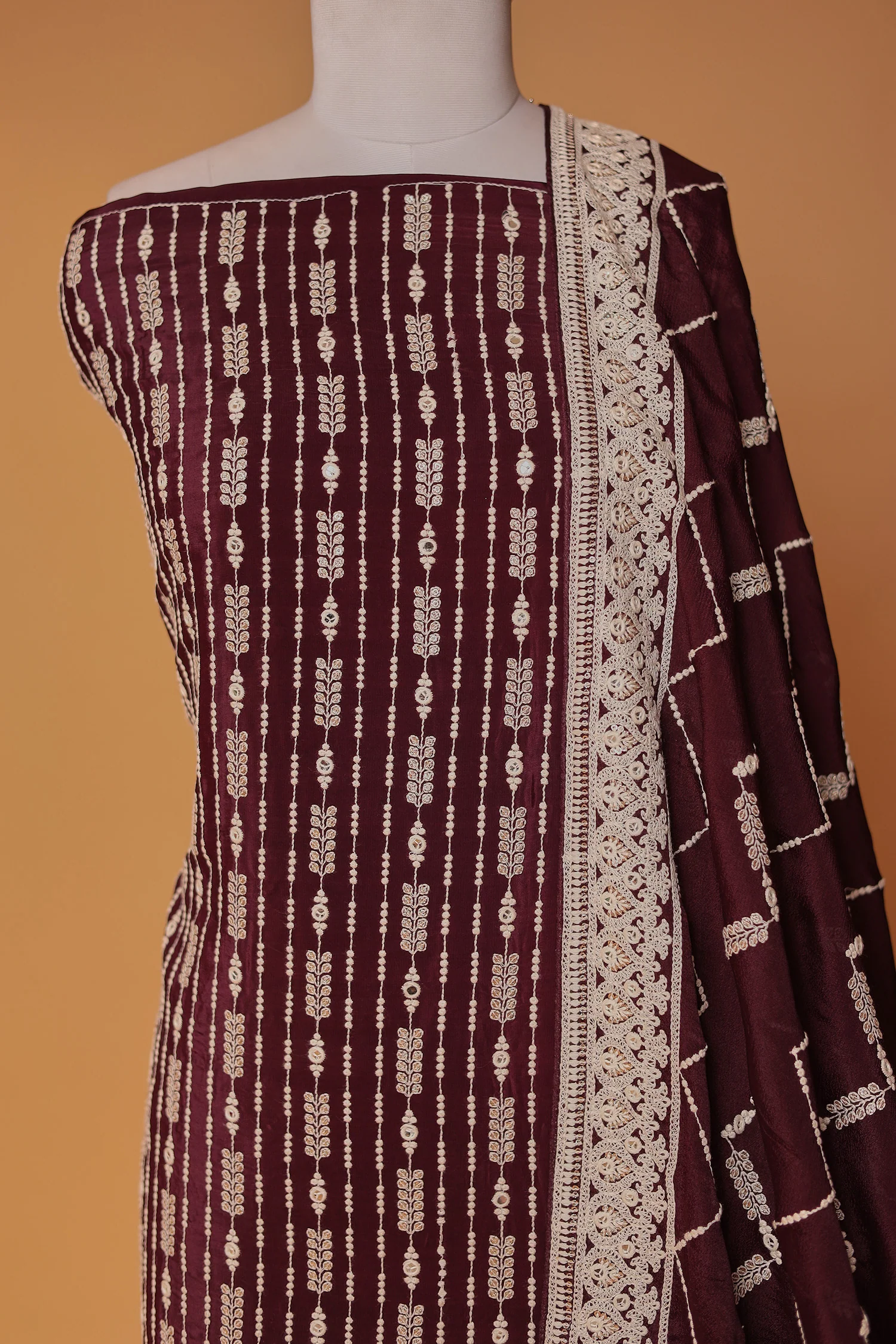 Georgette Unstitched Suit with Thread work - Image 7