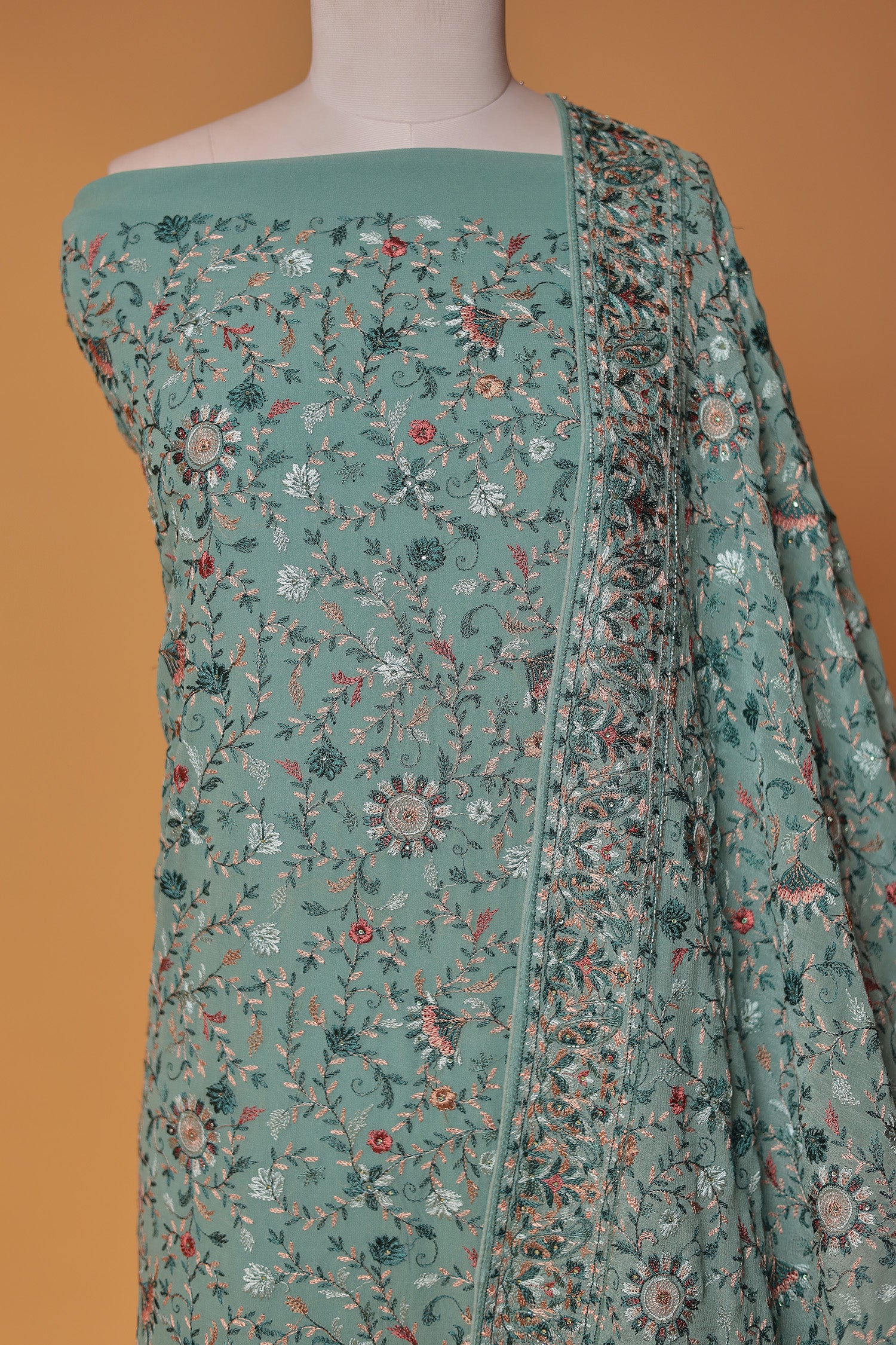 Georgette Unstitched Suit with Thread work - Image 2
