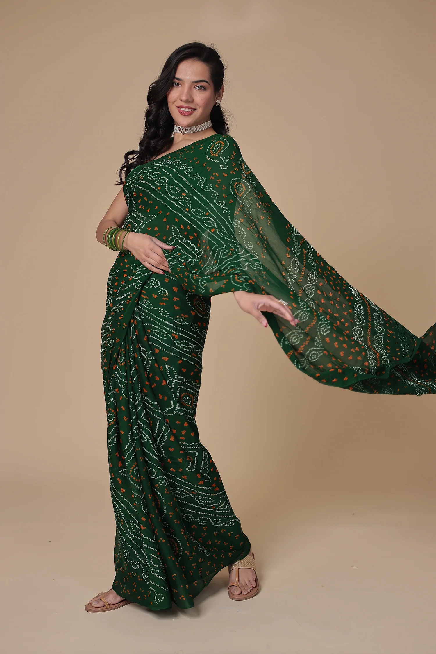Timeless Bandhej Georgette Saree - Image 12