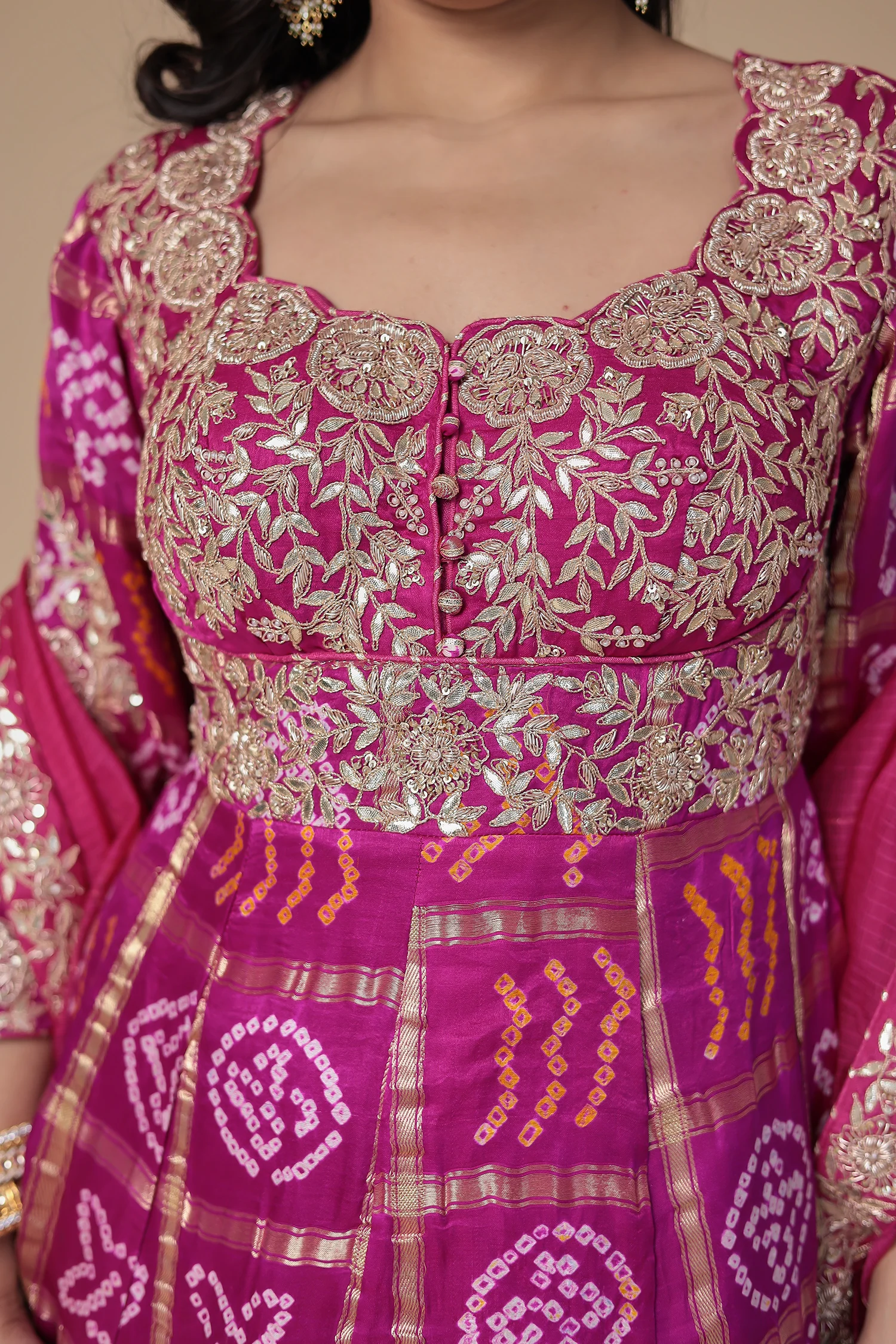 Ghatchola Peplum Silk Suit with Gota Patti and Zardozi work - Image 4