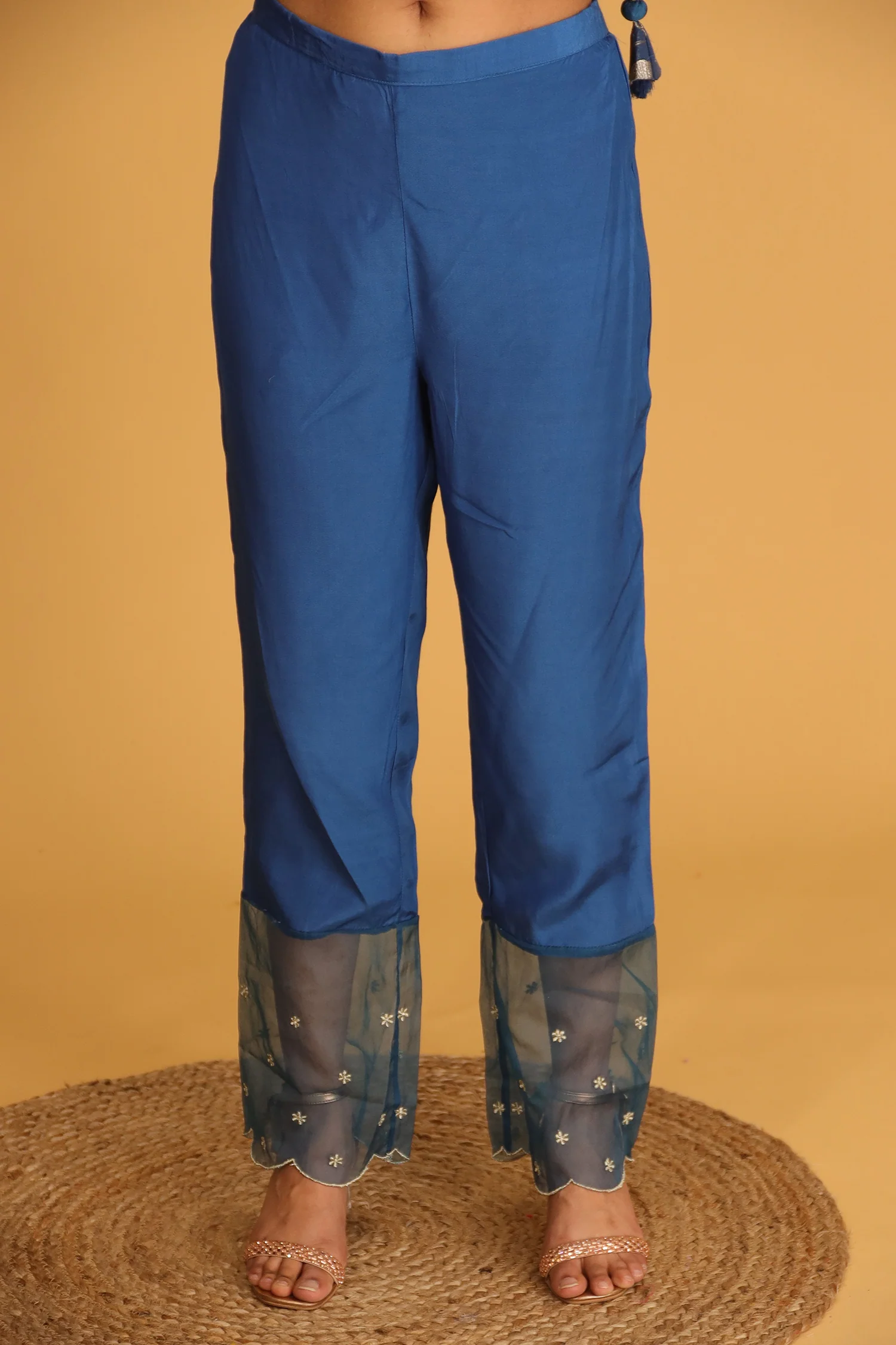 Handloom Chanderi Suit Embroidered with Gota Patti work. - Image 6