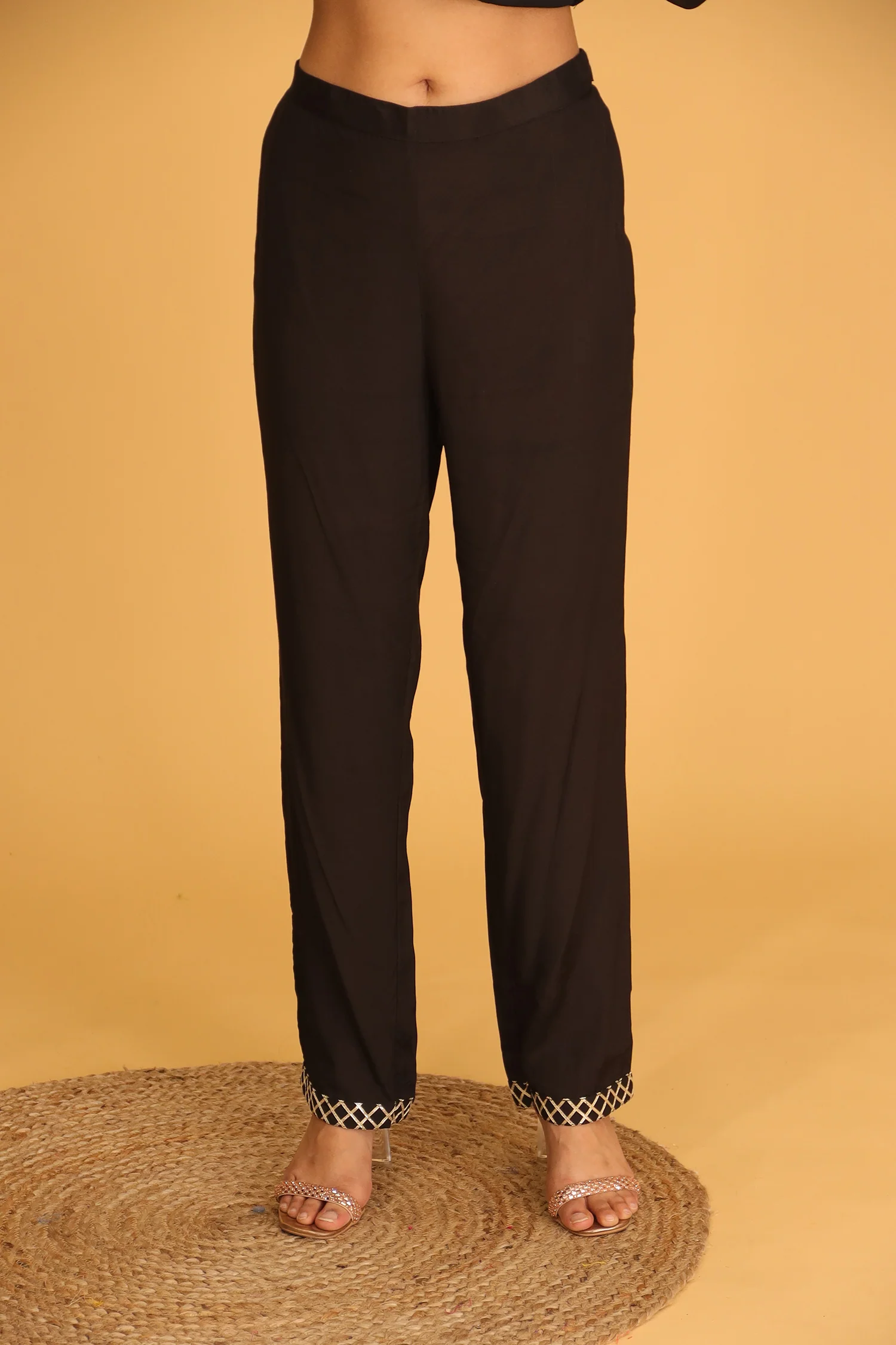 Handloom Chanderi Suit Embroidered with Gota Patti work. - Image 8