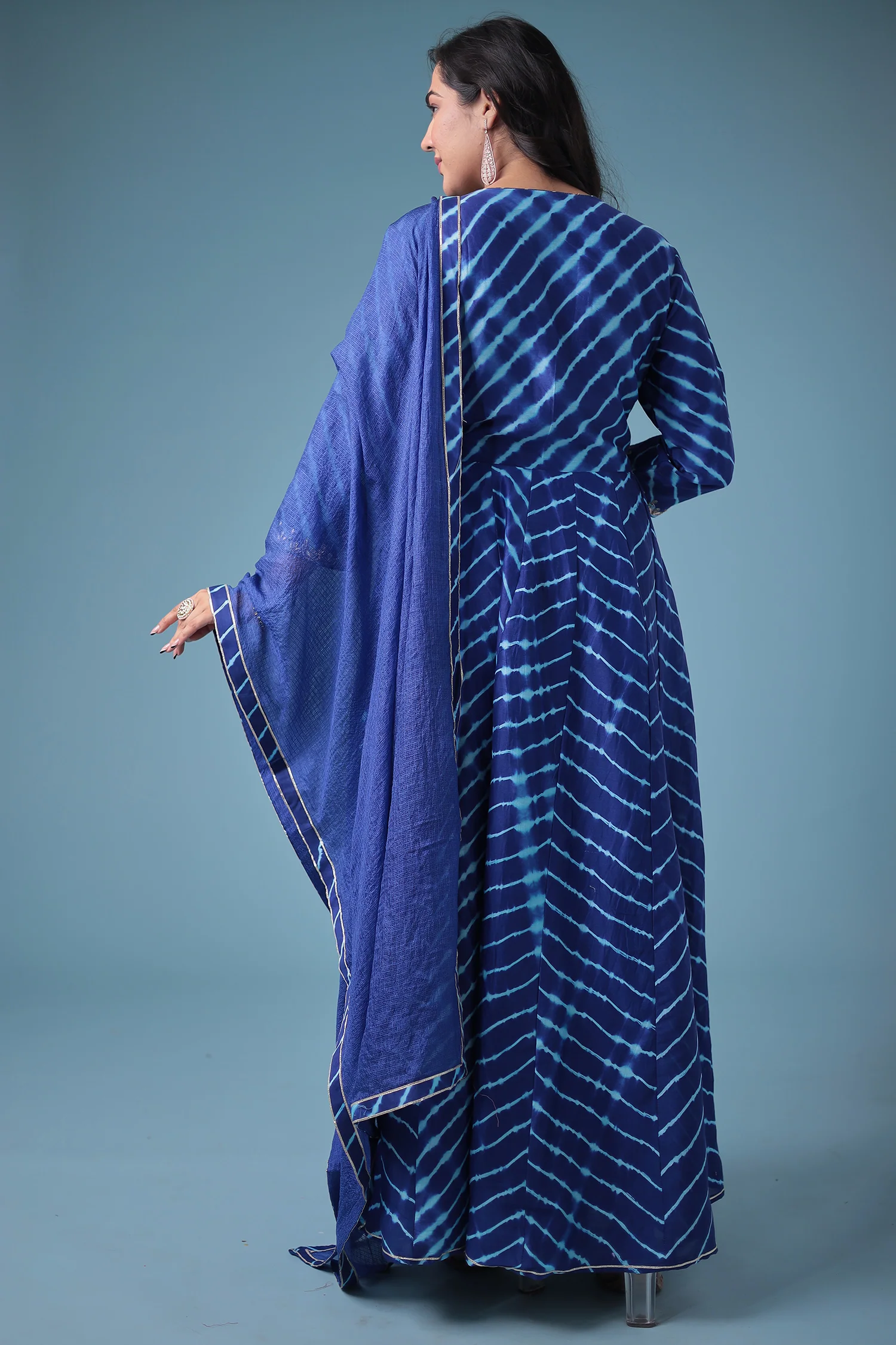 Embroidered Leheriya Chanderi Suit with Gota Patti work. - Image 7