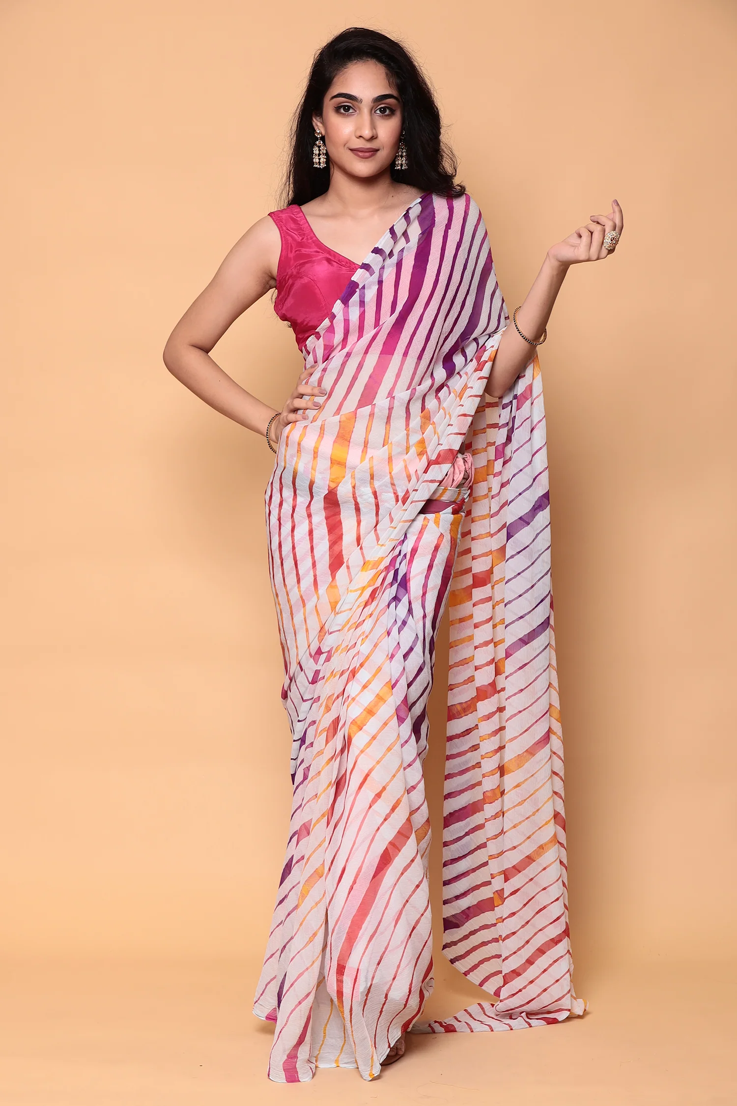 Leheriya Pure Chiffon Saree - Image 11
