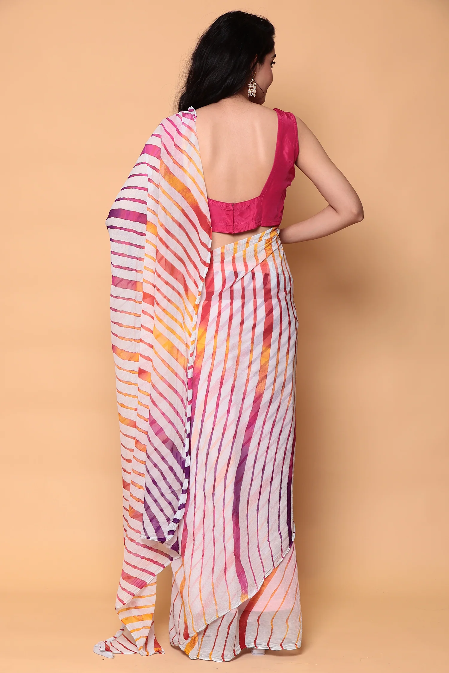 Leheriya Pure Chiffon Saree - Image 14