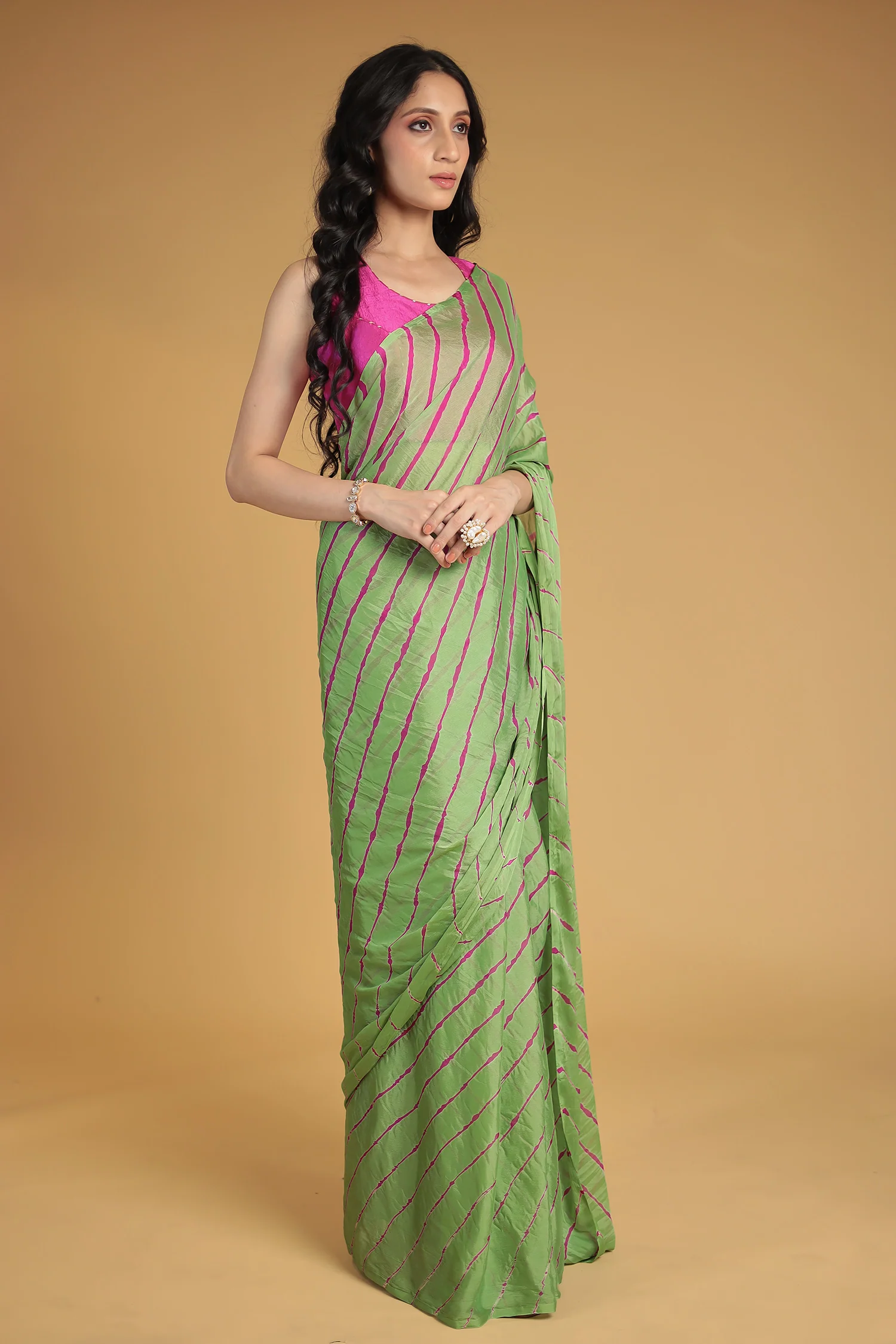 Leheriya Chiffon Saree - Image 17