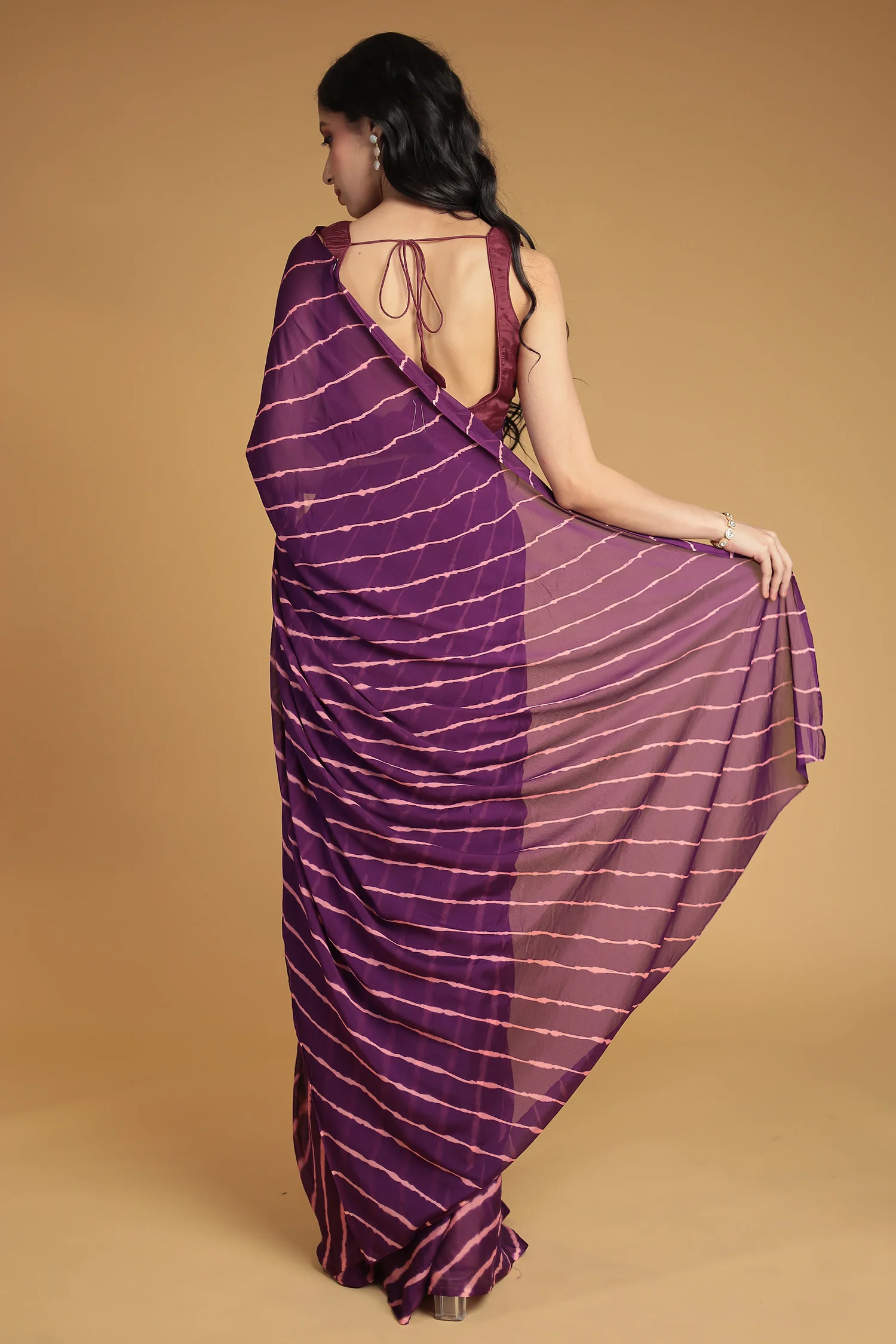 Leheriya Chiffon Saree - Image 6