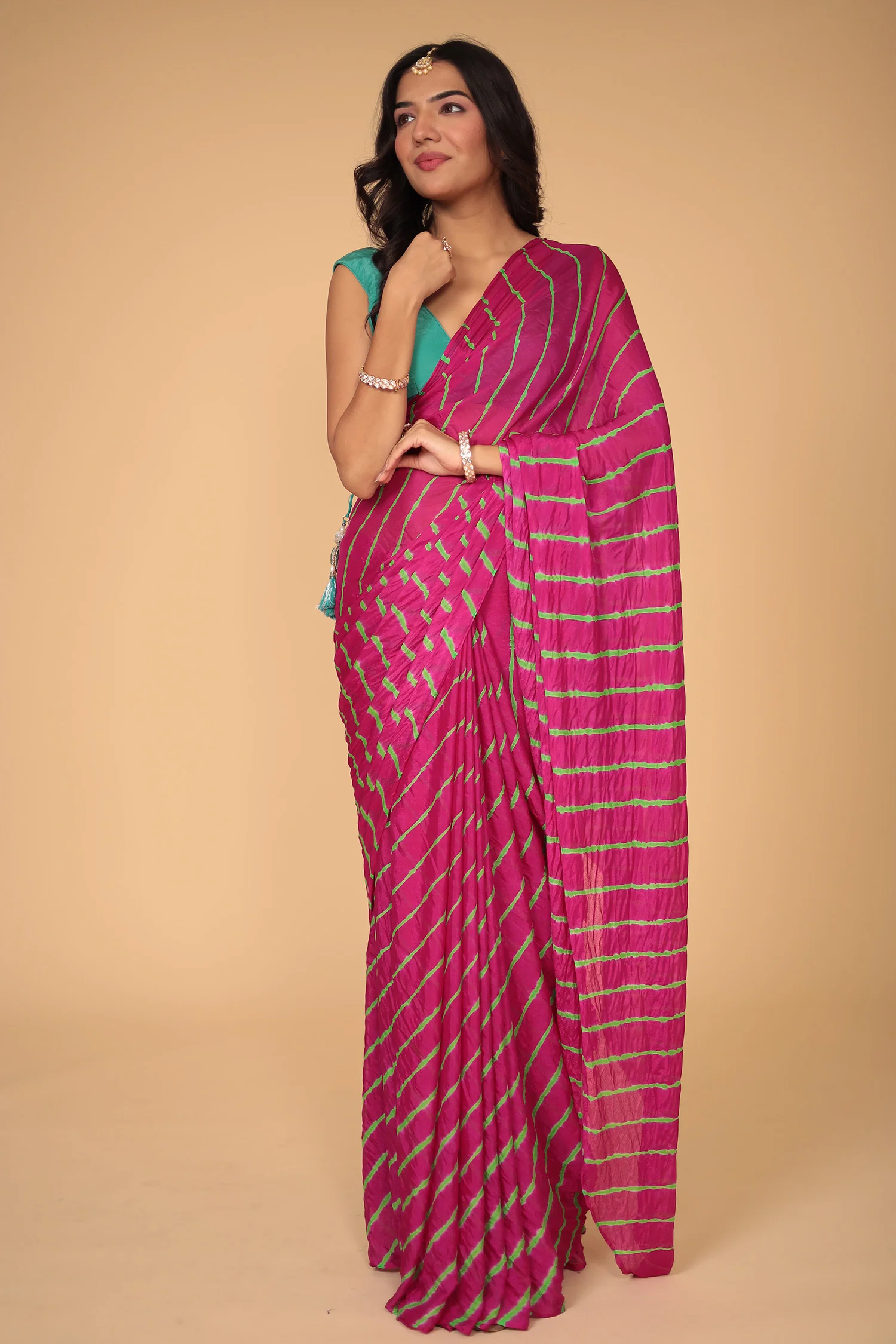 Leheriya Chiffon Saree - Image 3