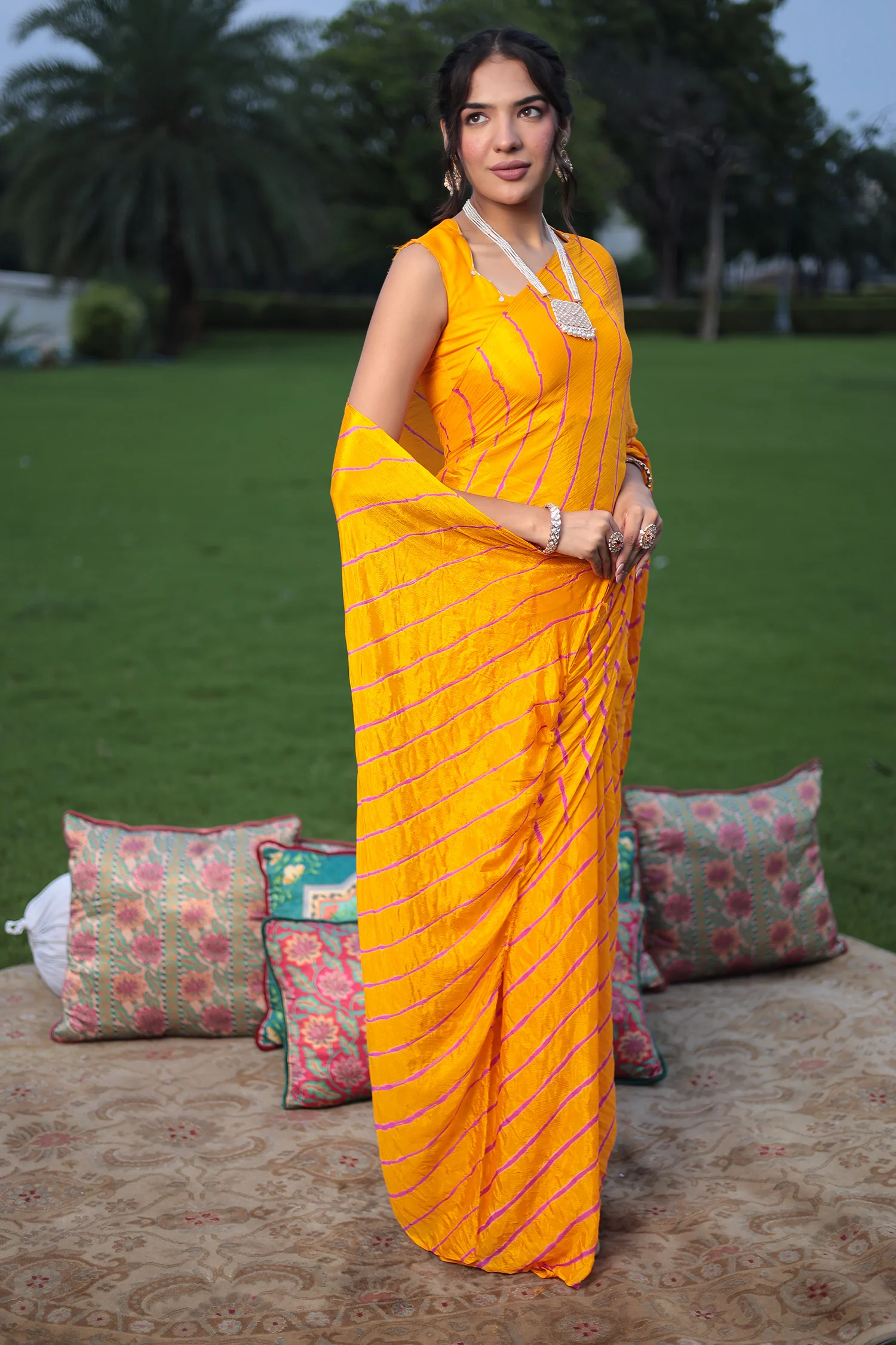 Leheriya Chiffon Saree - Image 3