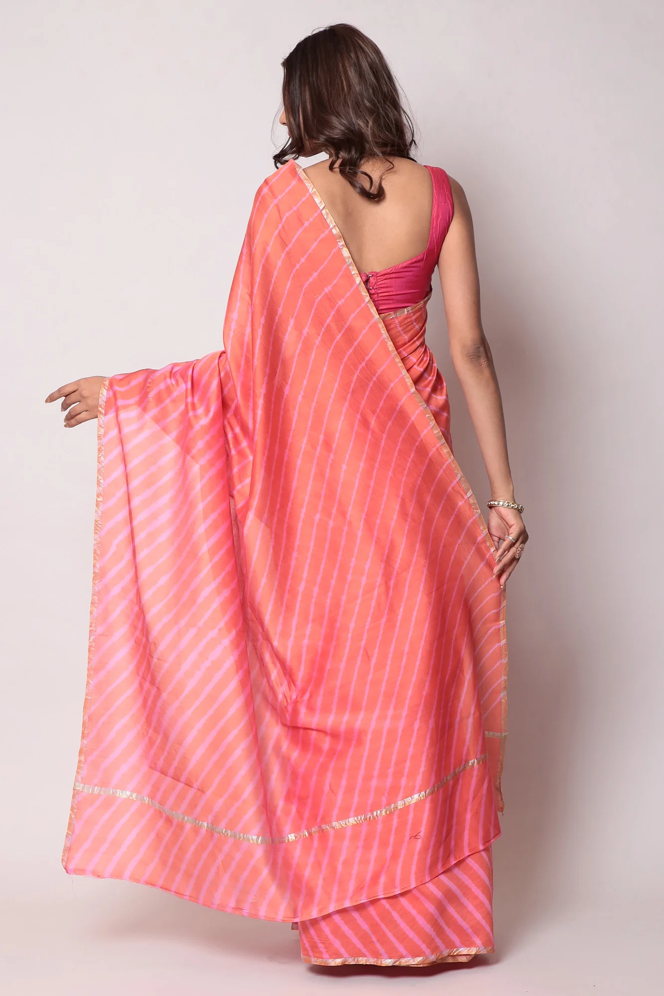 Leheriya Chanderi Cotton Saree - Image 4