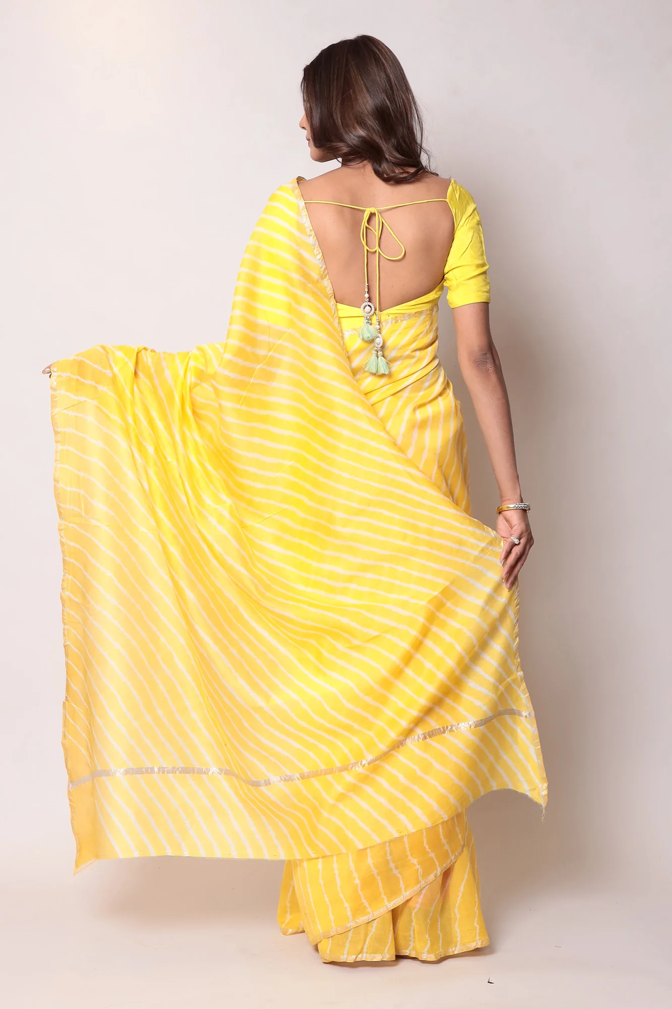 Leheriya Chanderi Cotton Saree - Image 4
