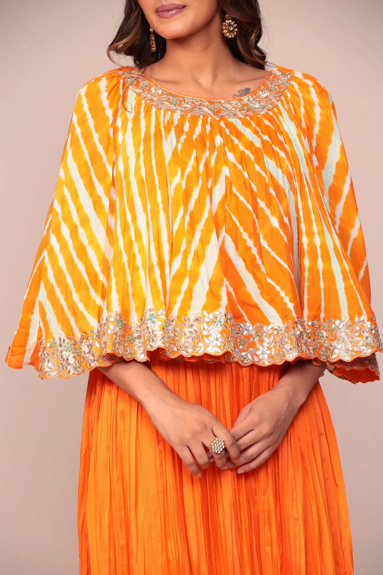 Leheriya Cotton Silk Jump Suit with Gota Patti and Thread Work - Image 8
