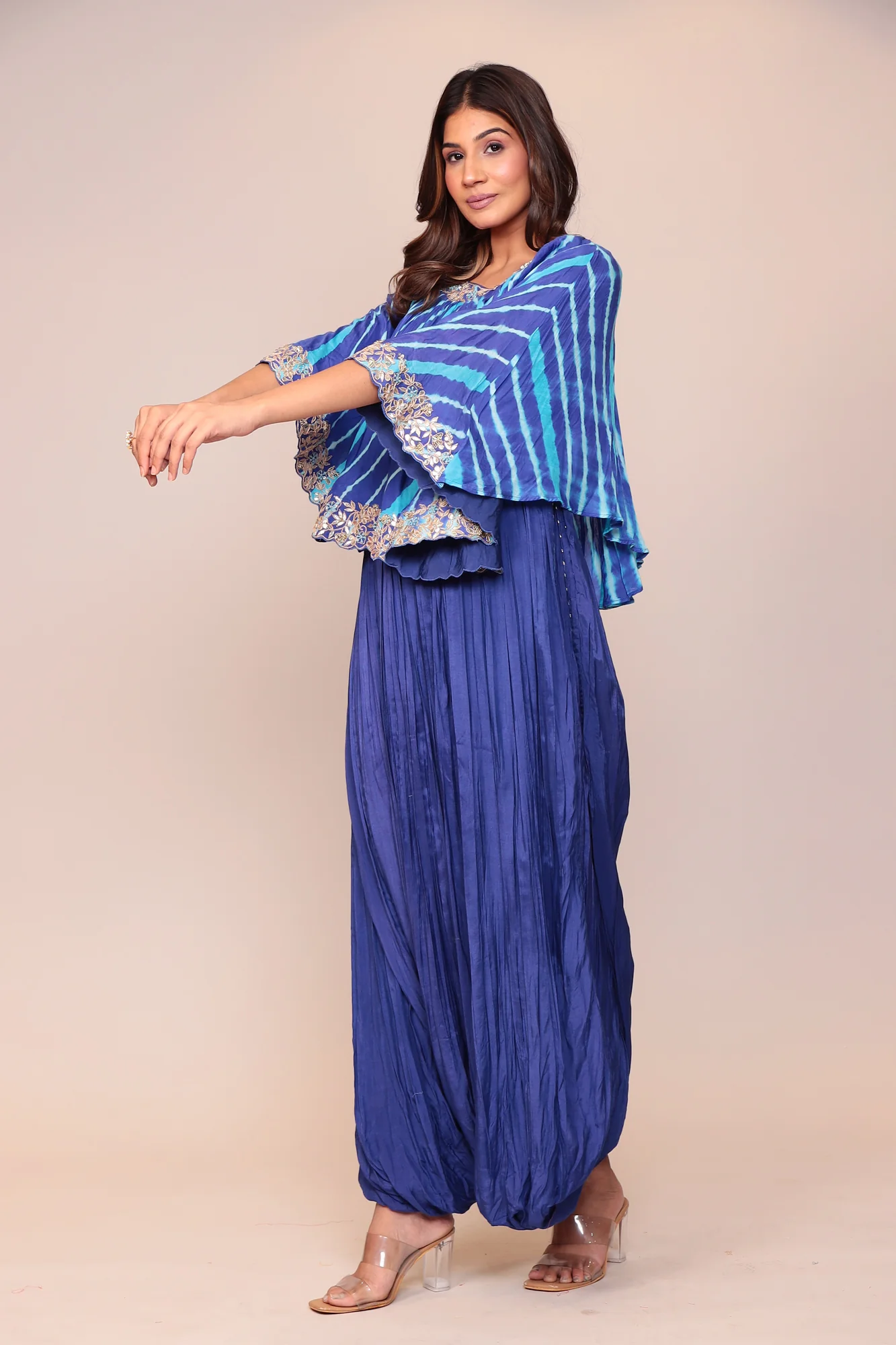 Leheriya Cotton Silk Jump Suit with Gota Patti and Thread Work. - Image 9