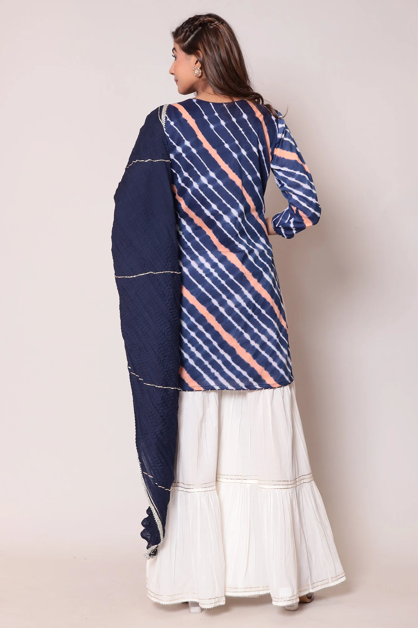 Leheriya Cotton Silk Sharara Suit with Gota Patti work. - Image 8