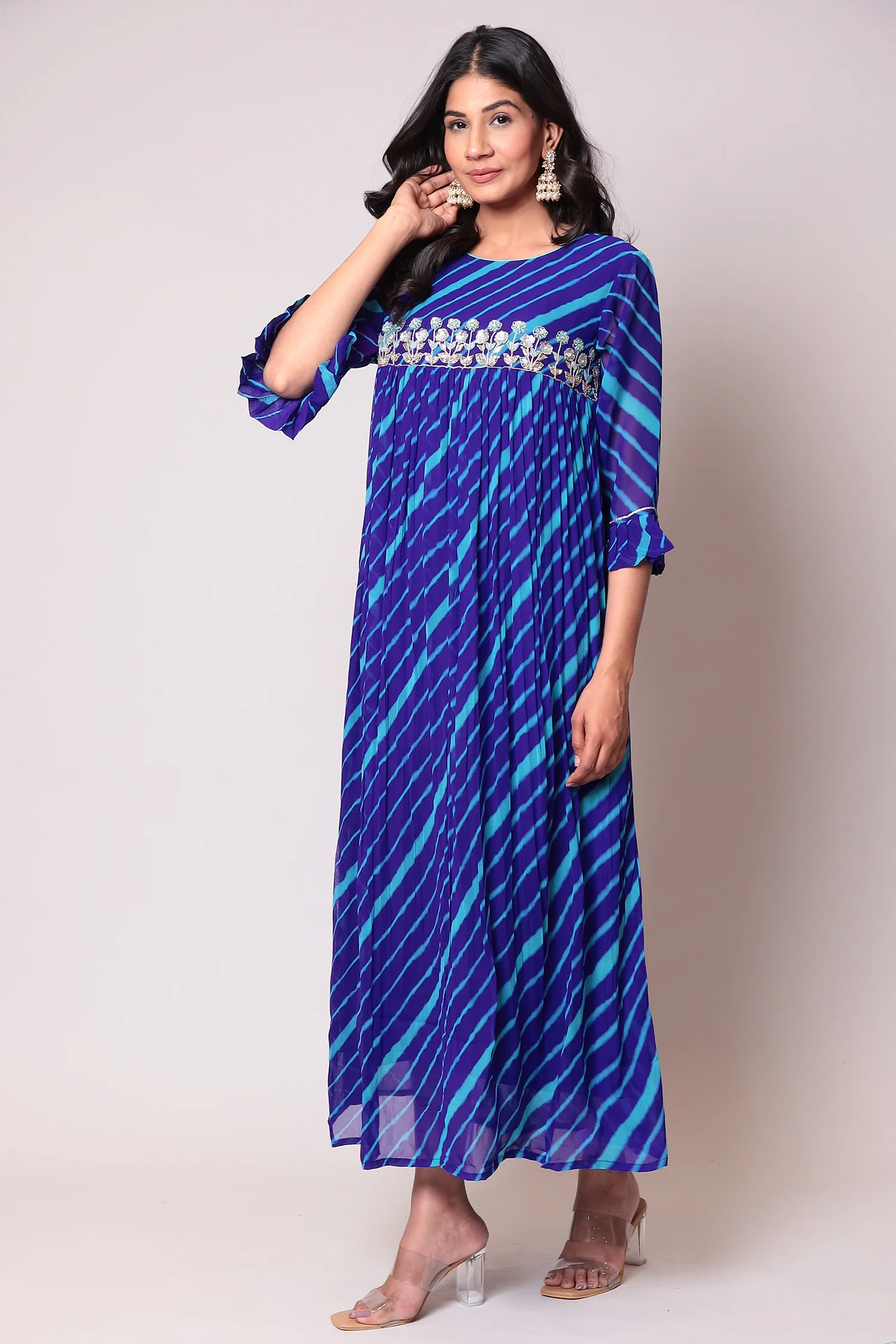 Leheriya Georgette Kurti with Gota Patti work. - Image 3