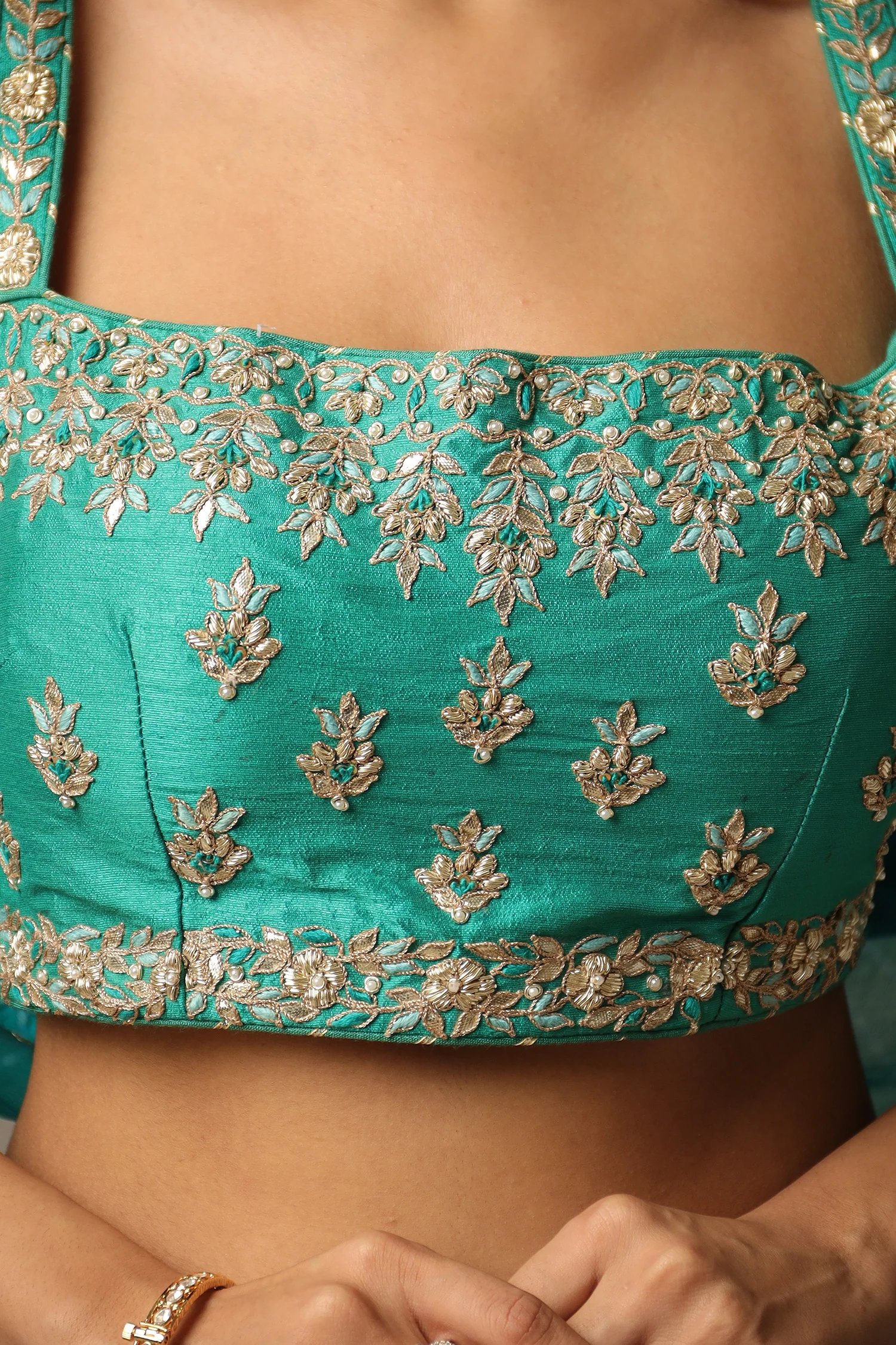 Leheriya Georgette Lehenga with Gota Patti and Mothra work. - Image 14