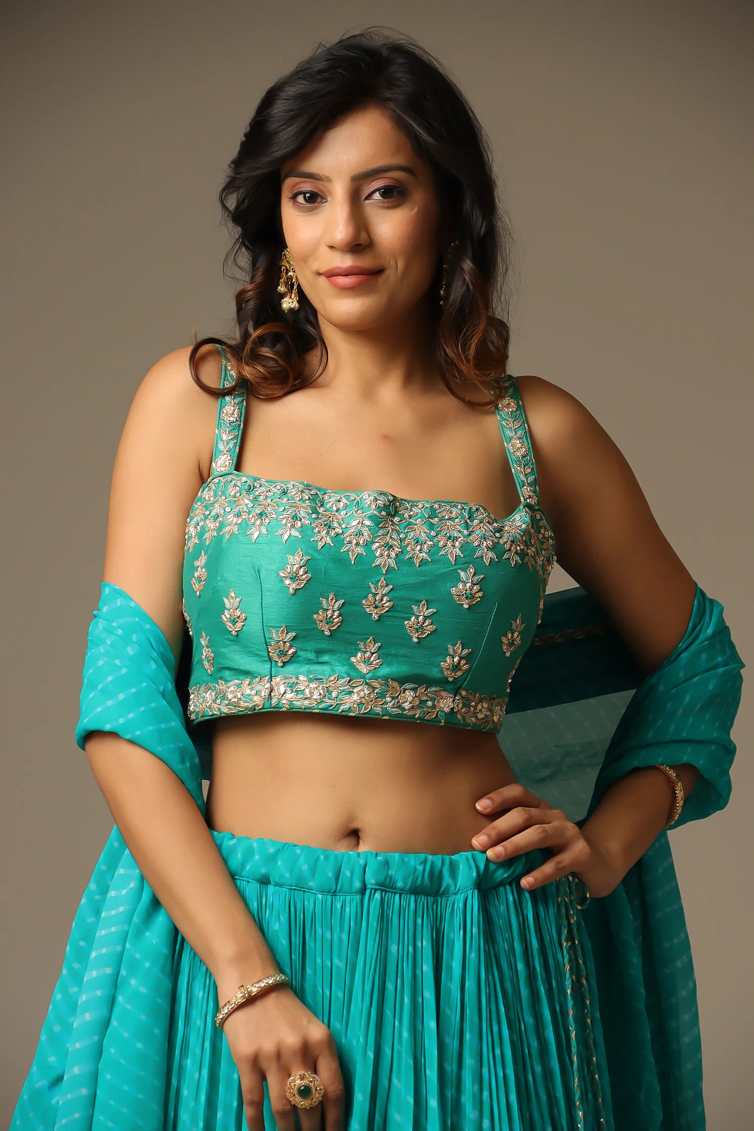 Leheriya Georgette Lehenga with Gota Patti and Mothra work. - Image 17