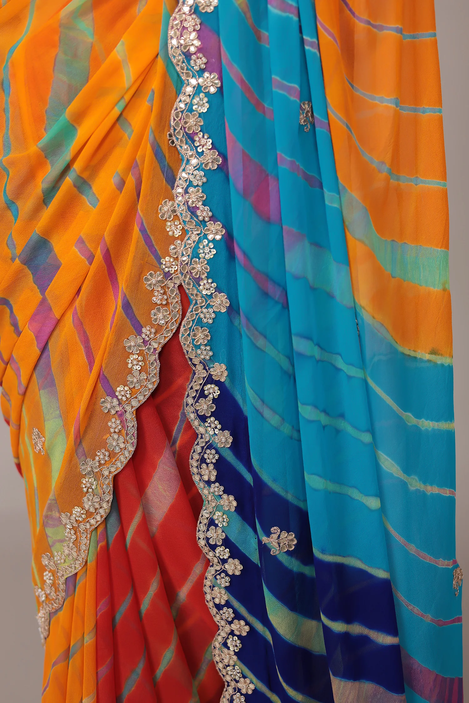 Leheriya Georgette Saree with Gota Patti work - Image 17