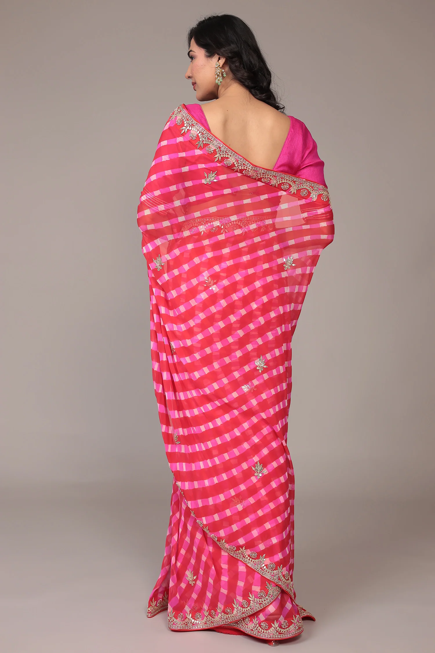Leheriya Georgette Saree with Gota Patti work - Image 13