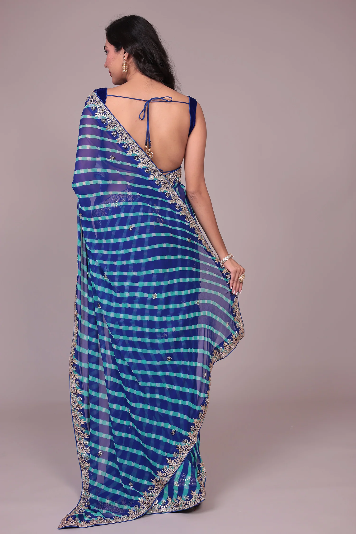 Leheriya Georgette Saree with Gota Patti work - Image 20