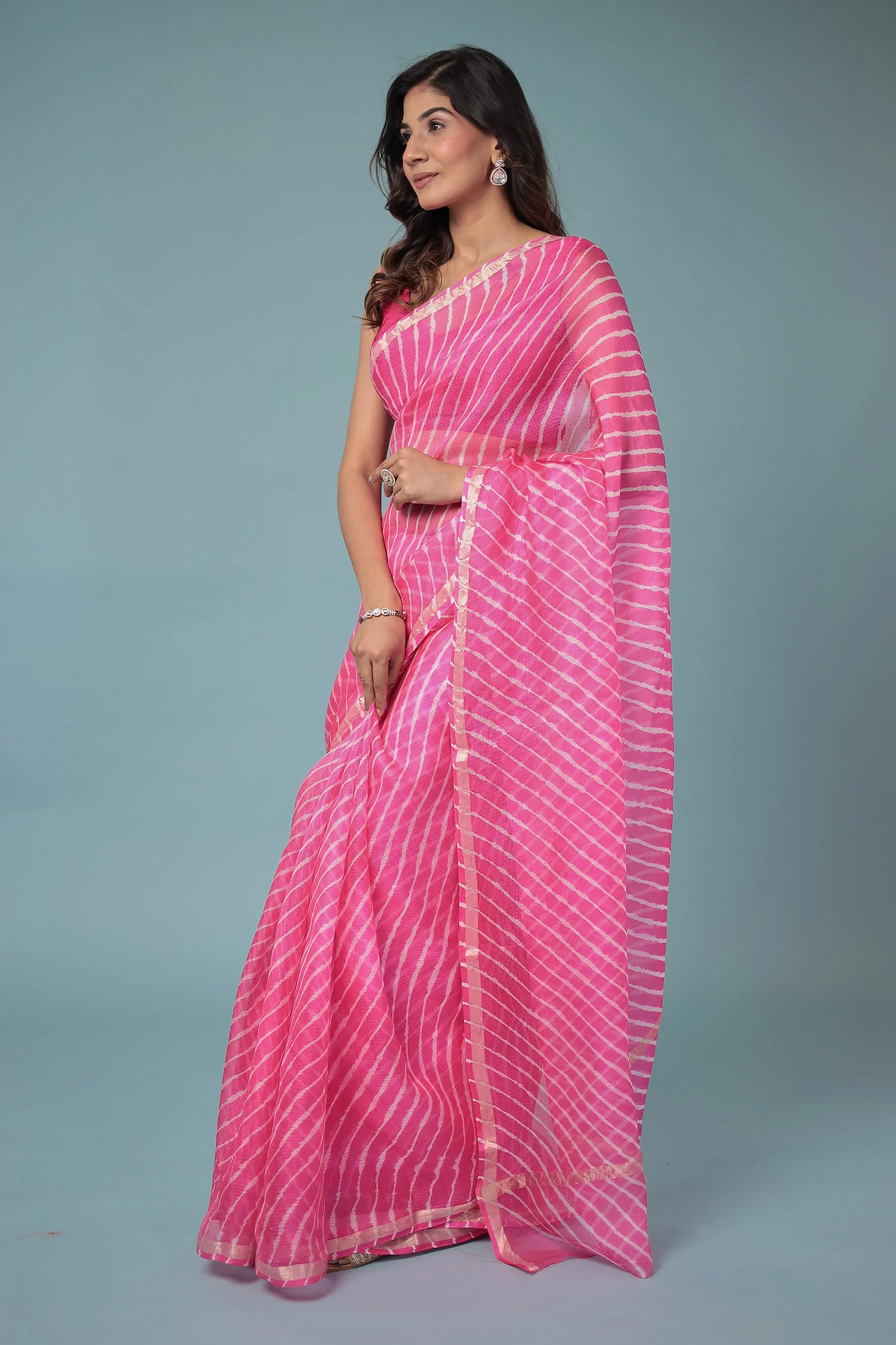 Kota Doria Silk Leheriya Saree with Zari work. - Image 5