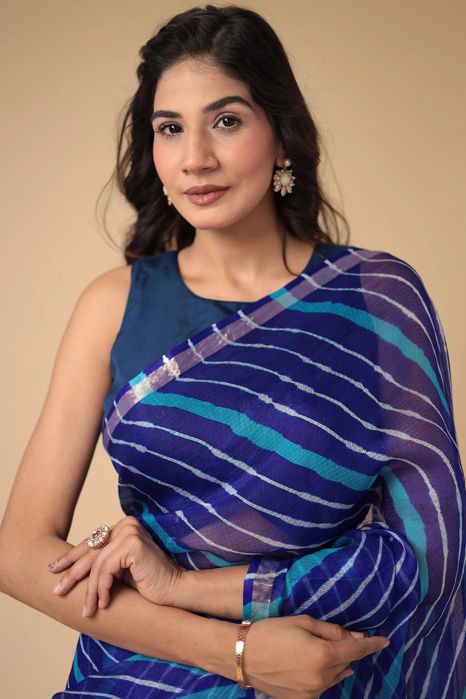 Kota Doria Silk Leheriya Saree - Image 3