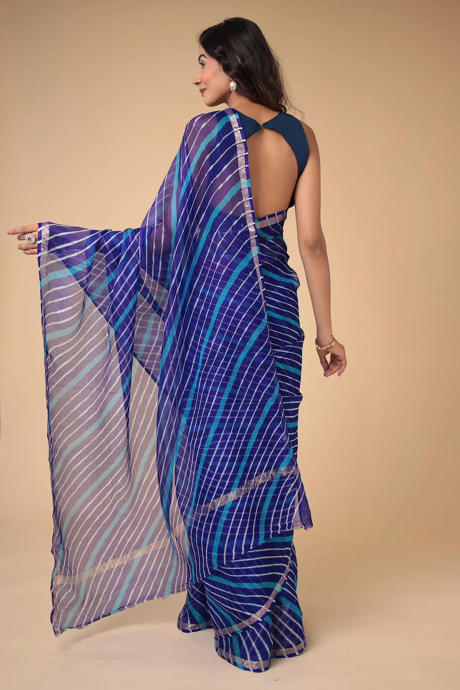 Kota Doria Silk Leheriya Saree - Image 6