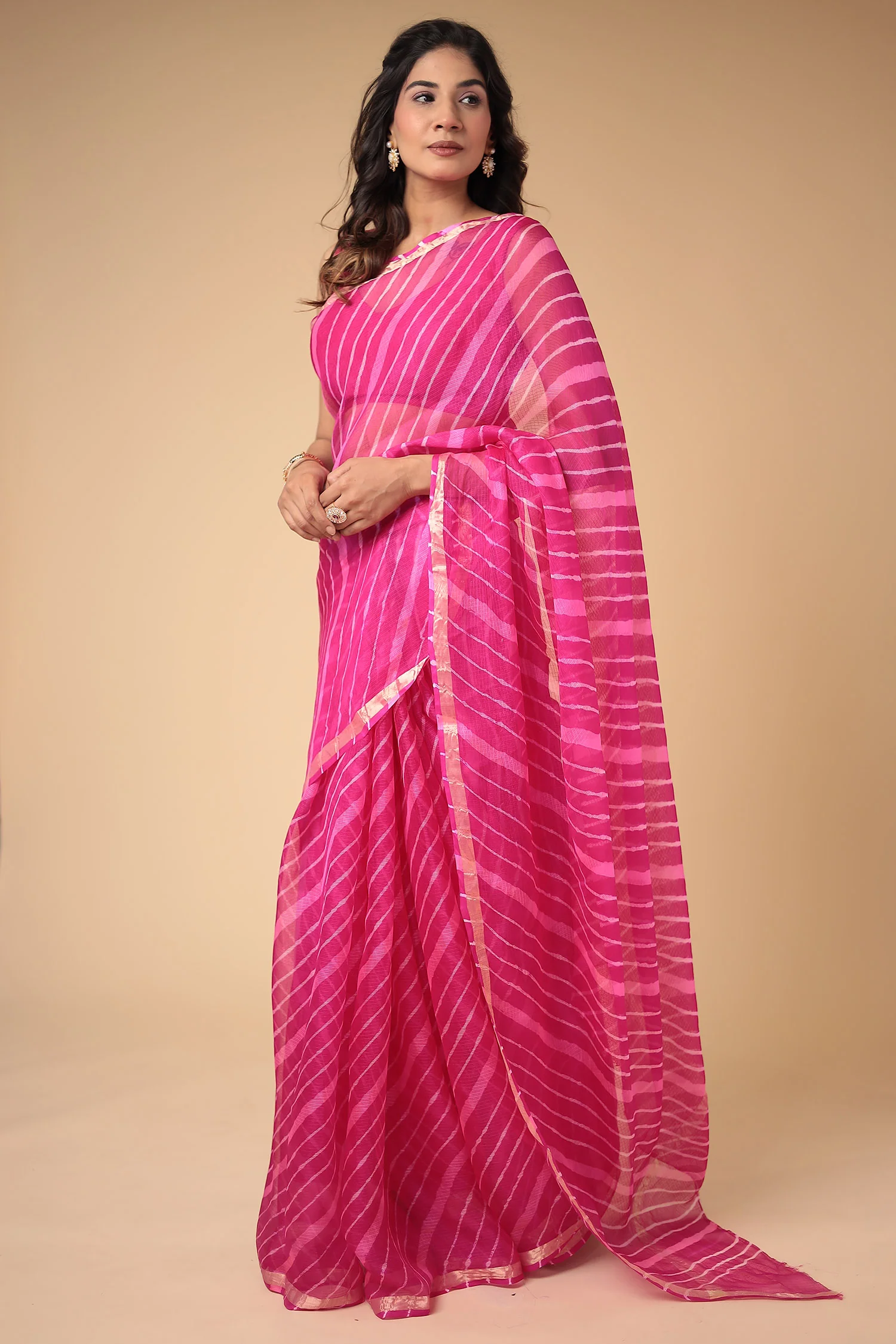 Kota Doria Silk Leheriya Saree - Image 5