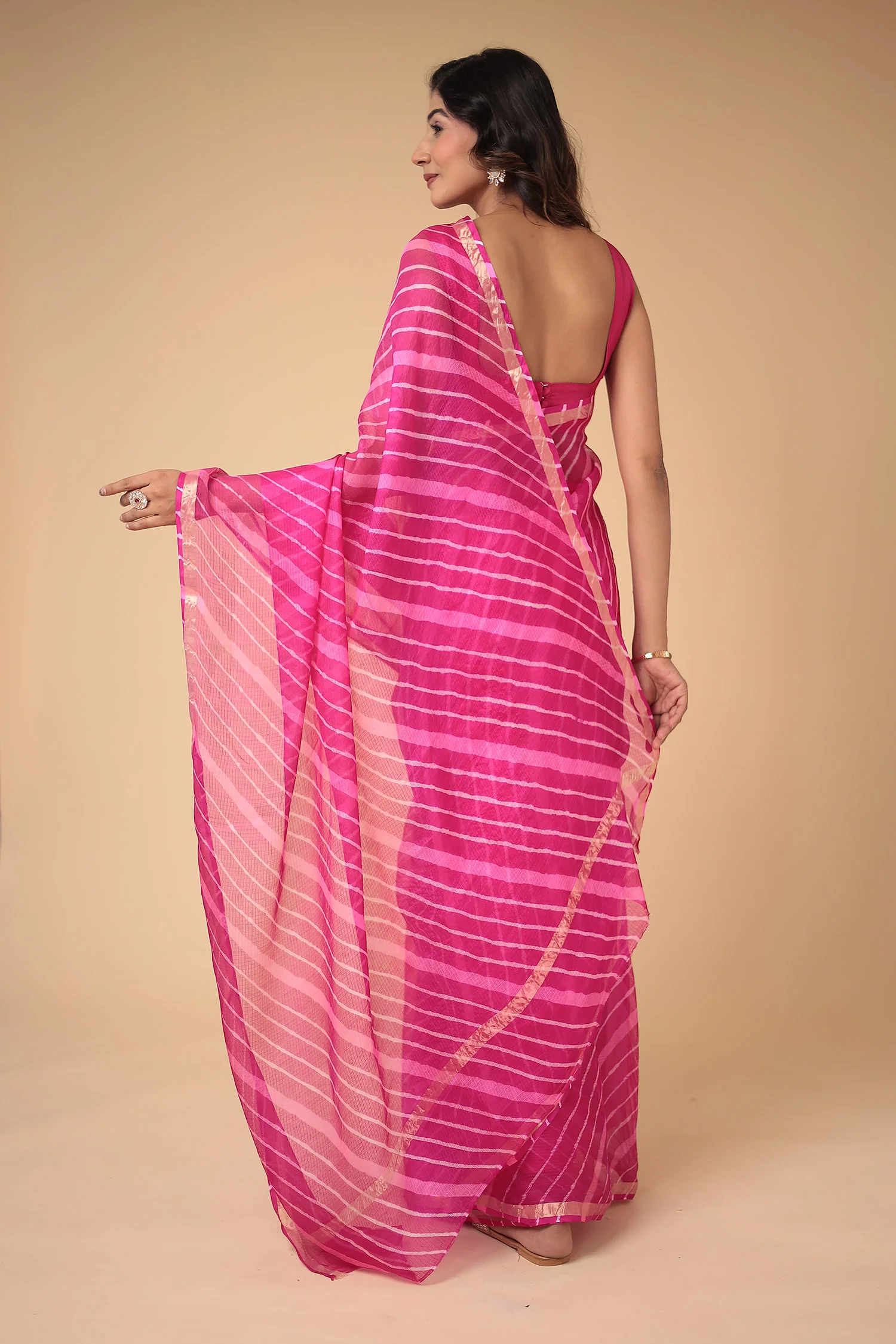 Kota Doria Silk Leheriya Saree - Image 6