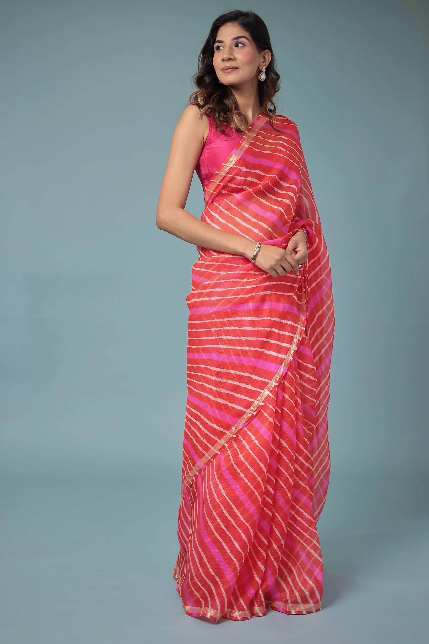 Kota Doria Silk Leheriya Saree - Image 3
