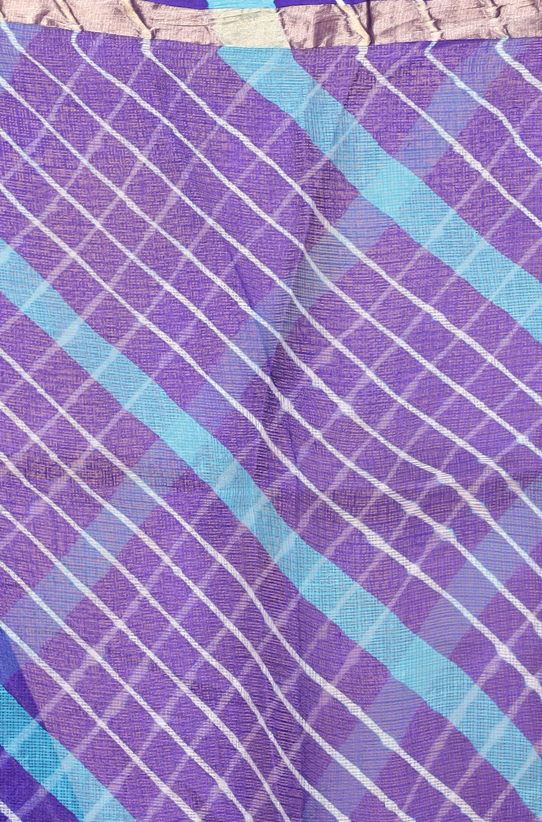 Kota Doria Silk Leheriya Saree with Zari work. - Image 9