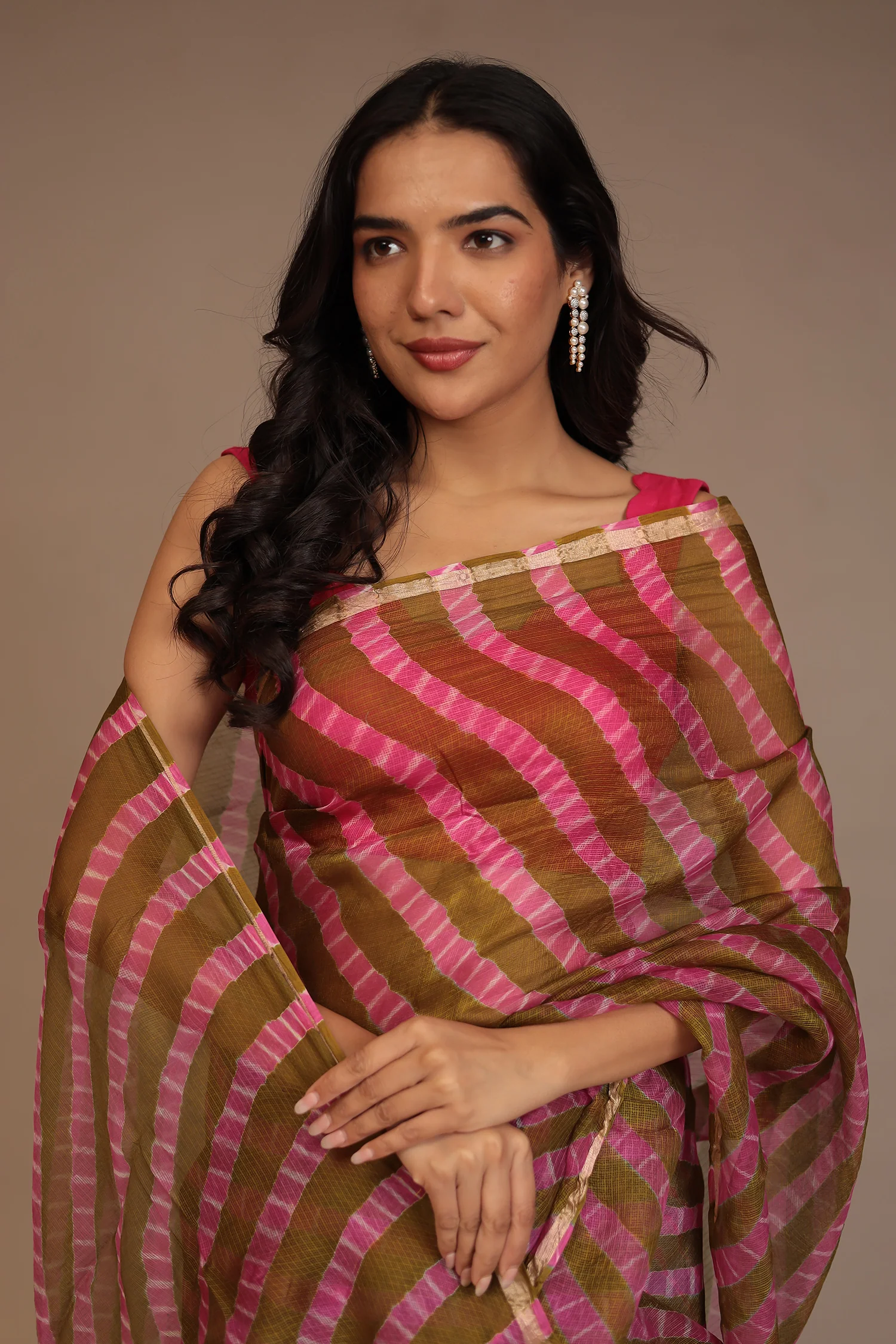 Leheriya Kota silk Saree with Zari work - Image 2