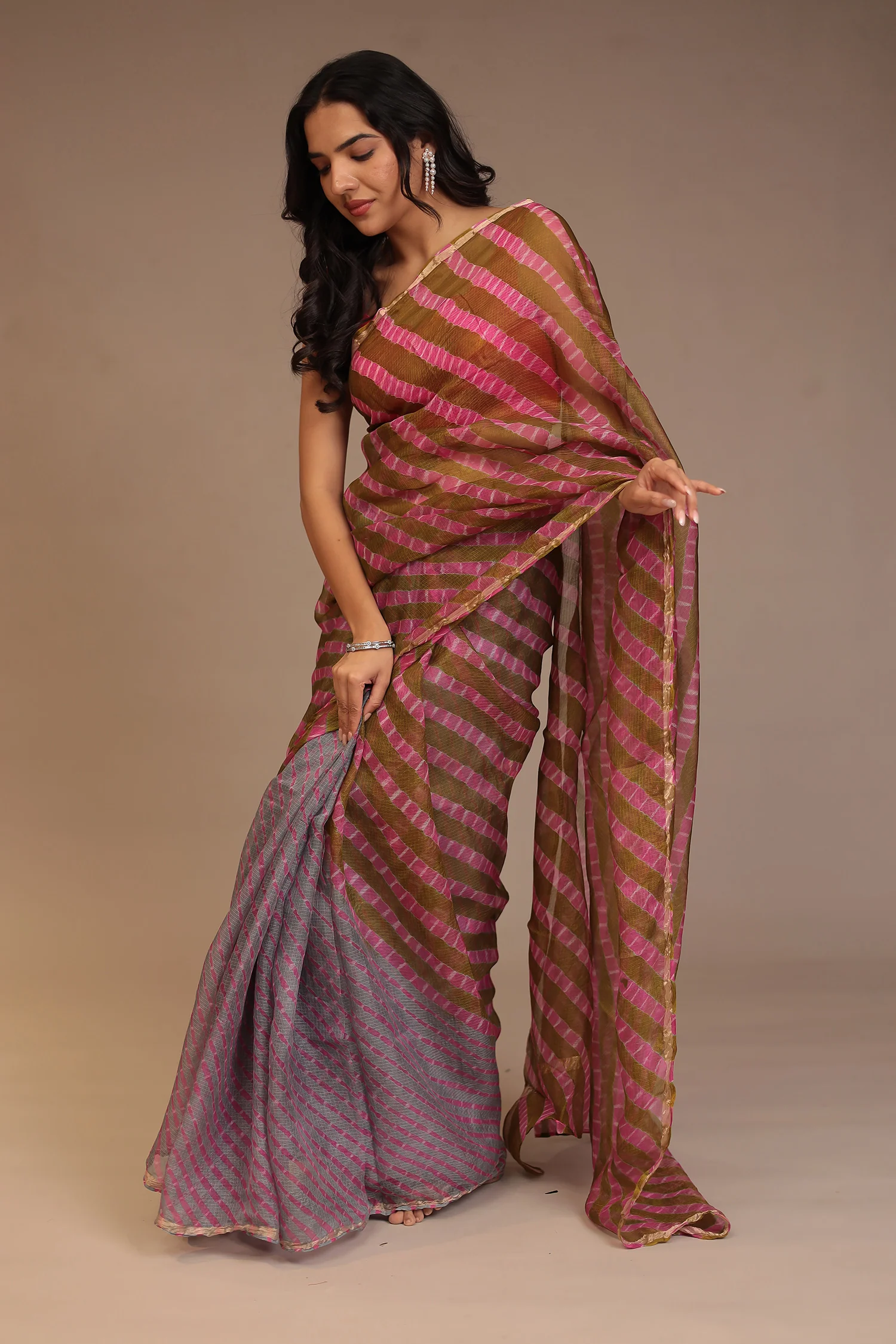 Leheriya Kota silk Saree with Zari work - Image 5