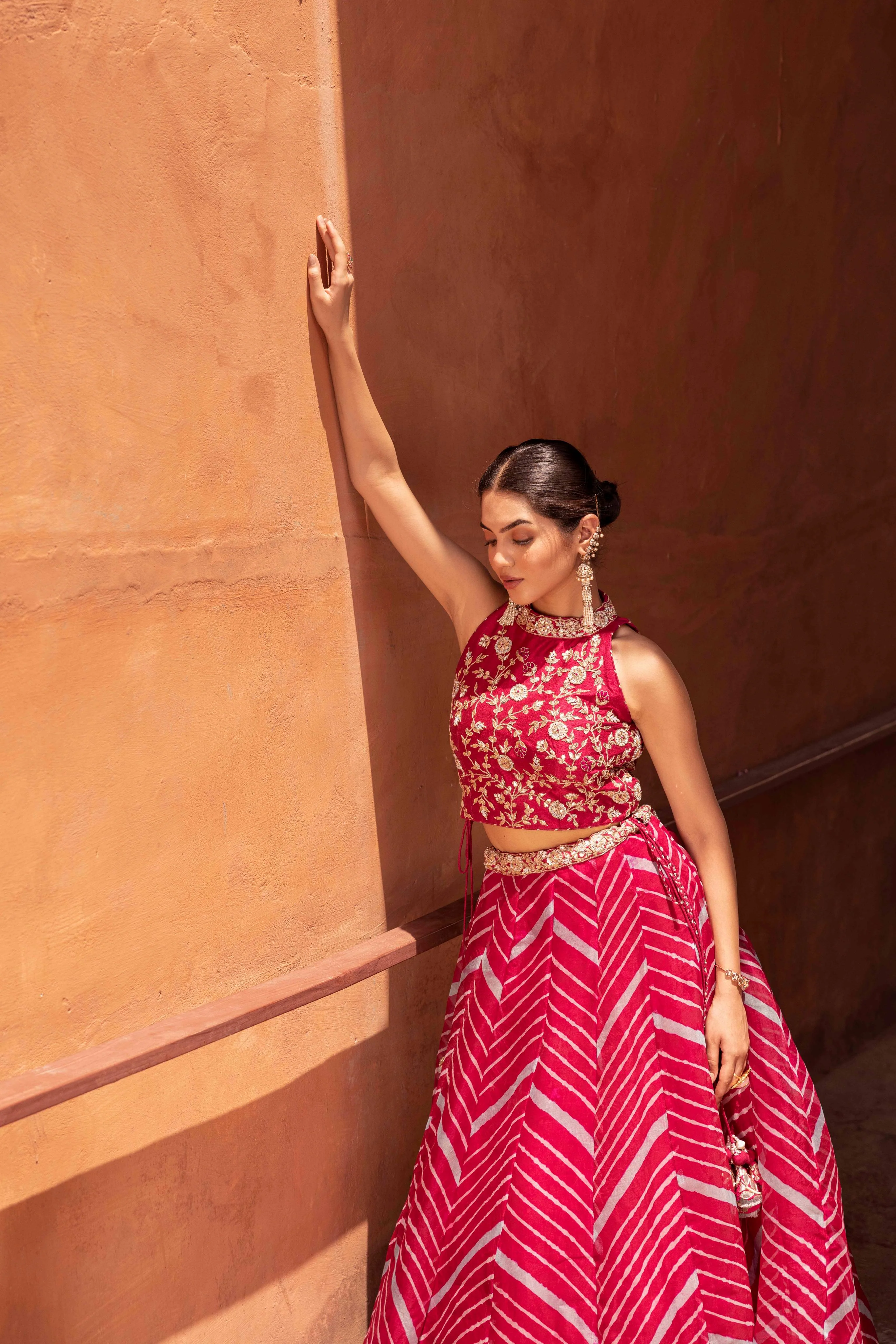 Leheriya Organza Lehenga with Gota Patti work. - Image 3