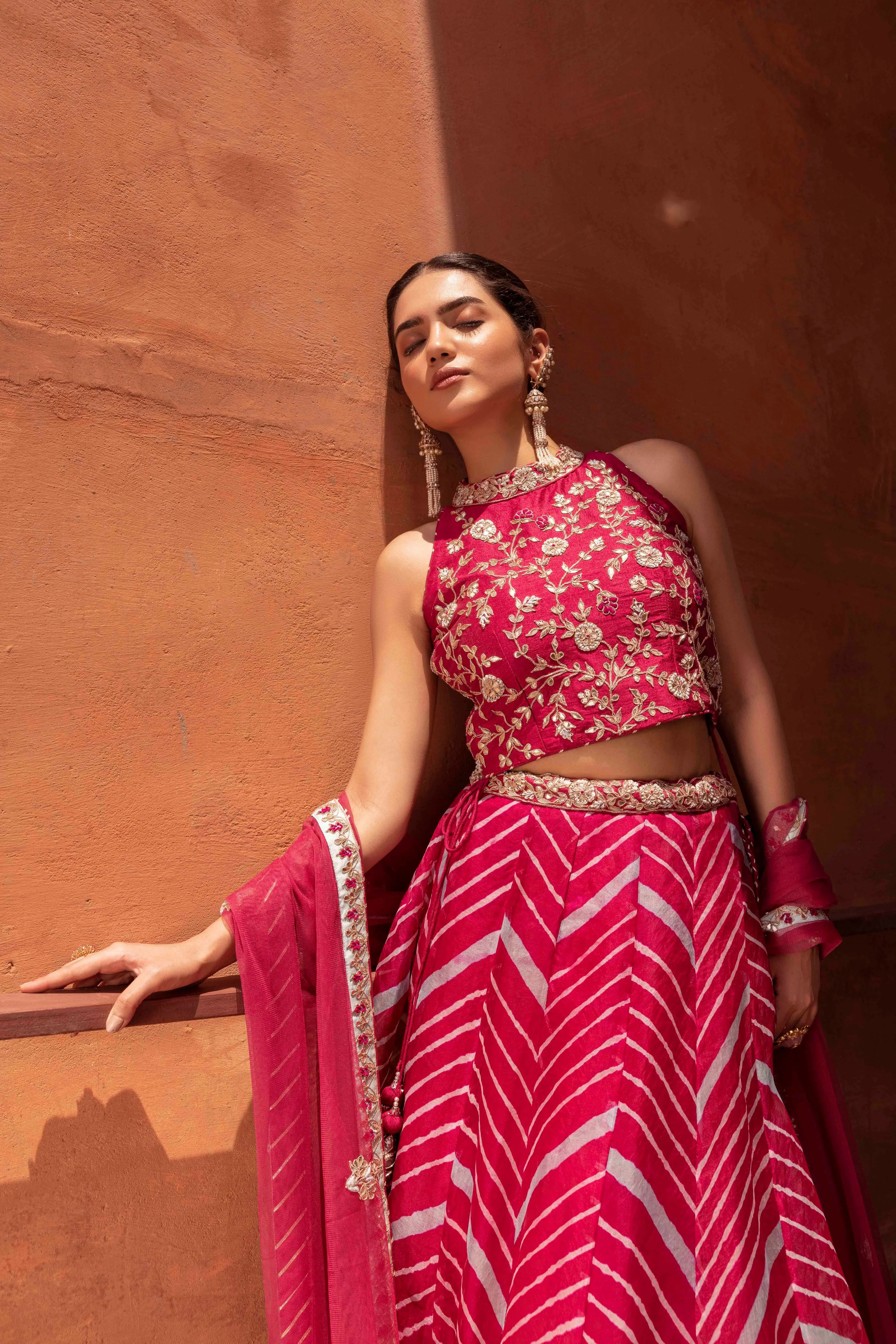 Leheriya Organza Lehenga with Gota Patti work. - Image 4